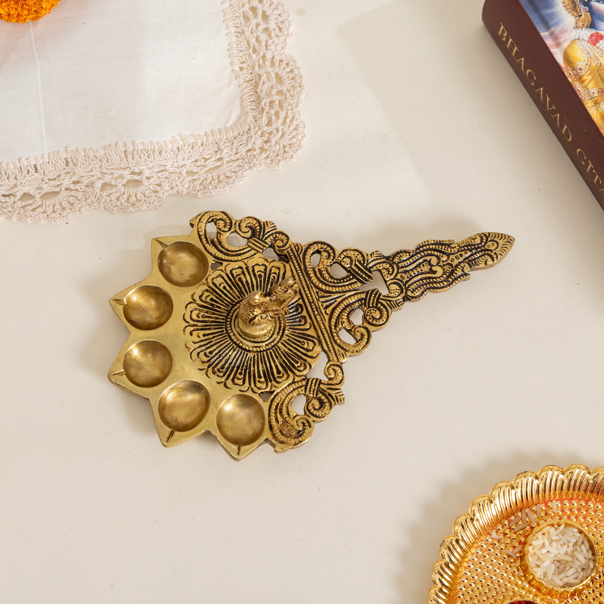 Brass Panch Aarti Diya