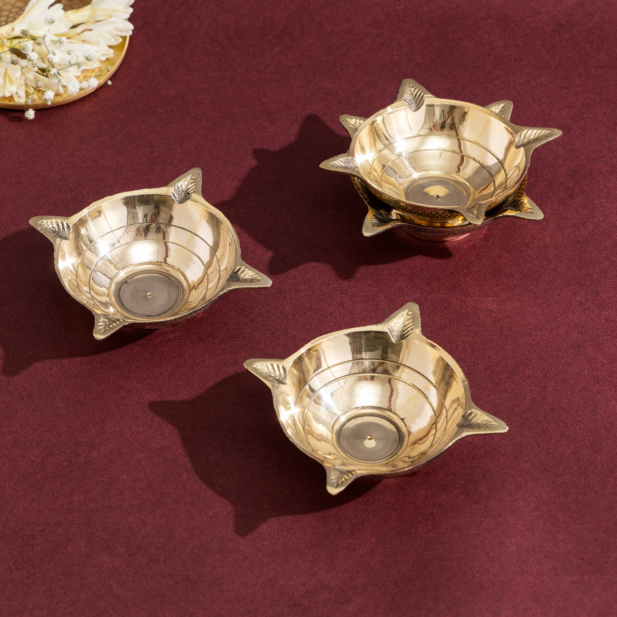 Brass Charmukh Vastu Deepak Set of 4 - 3 Inch