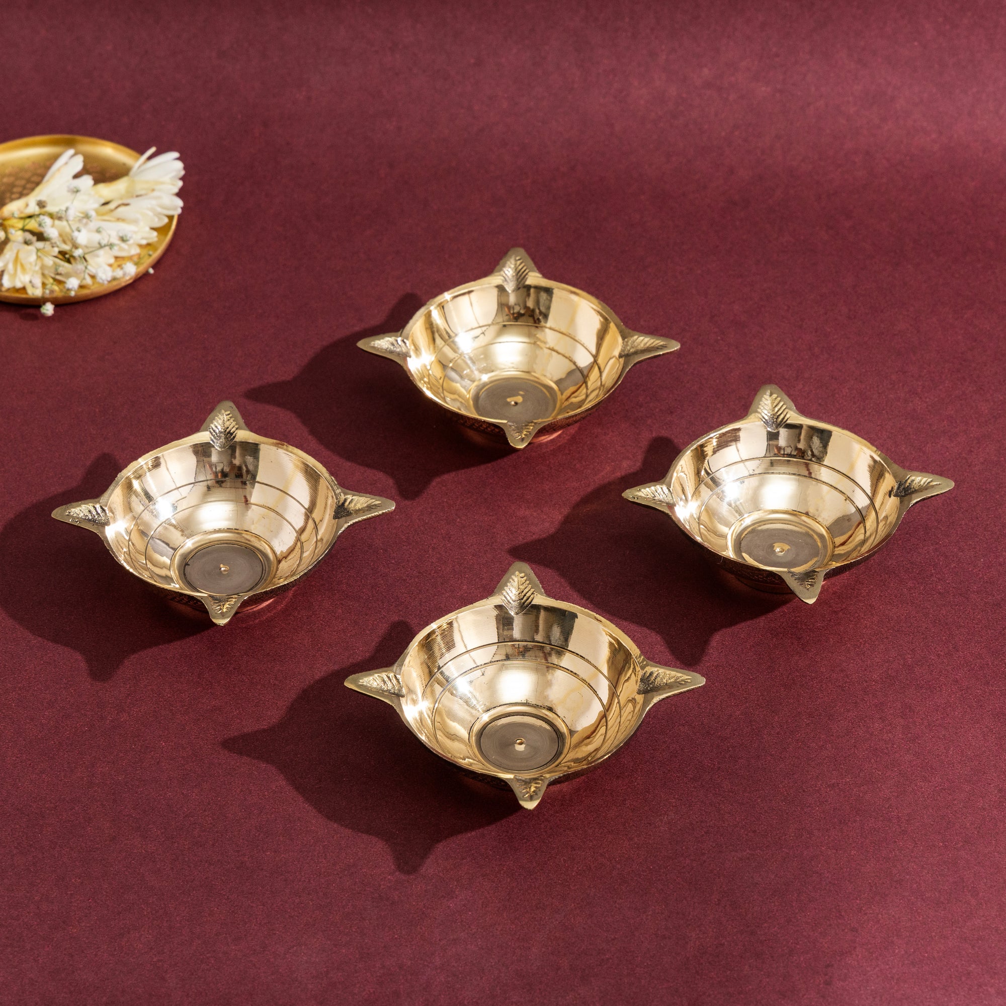 Brass Charmukh Vastu Deepak Set of 4 - 3 Inch