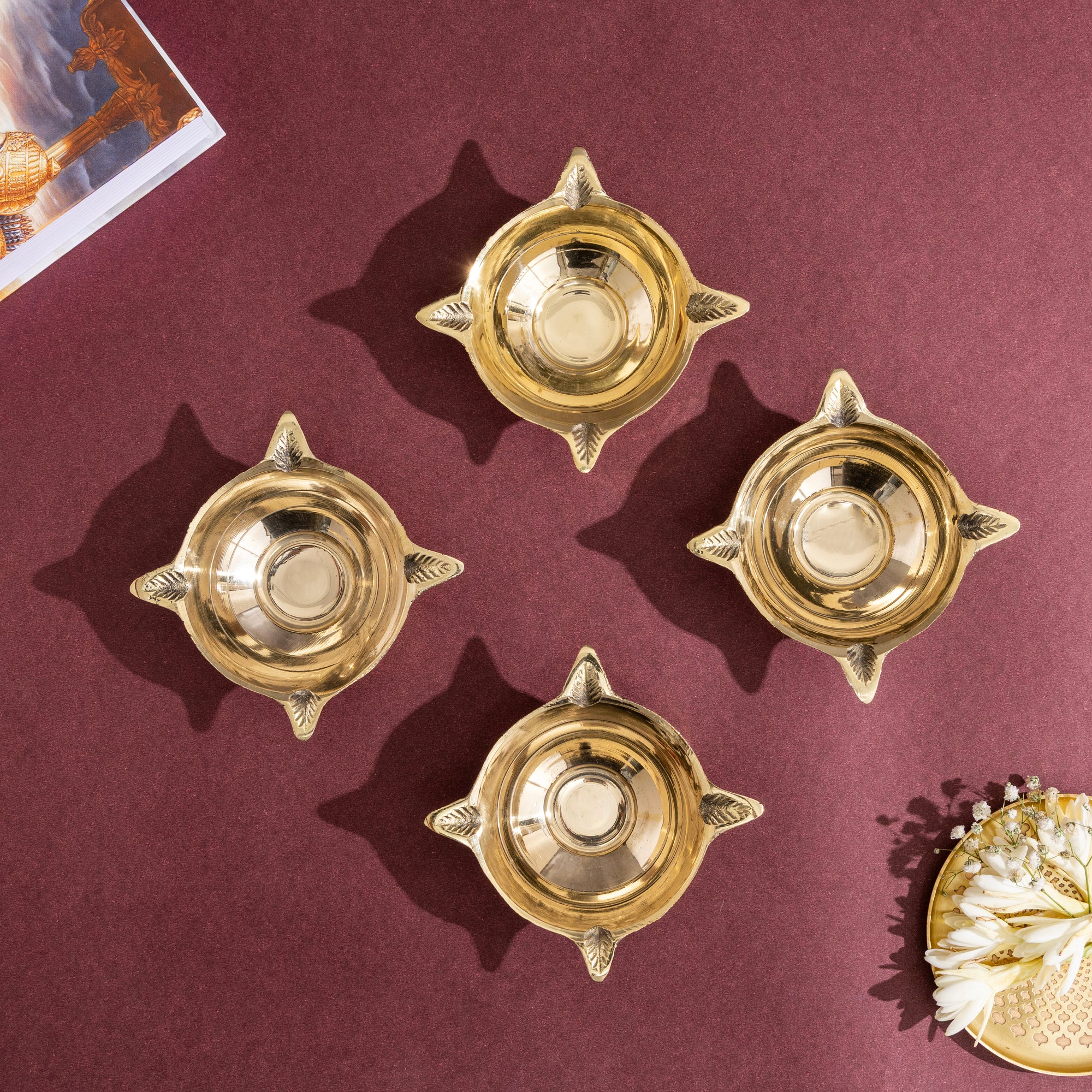 Brass Charmukh Vastu Deepak Set of 4 - 3 Inch