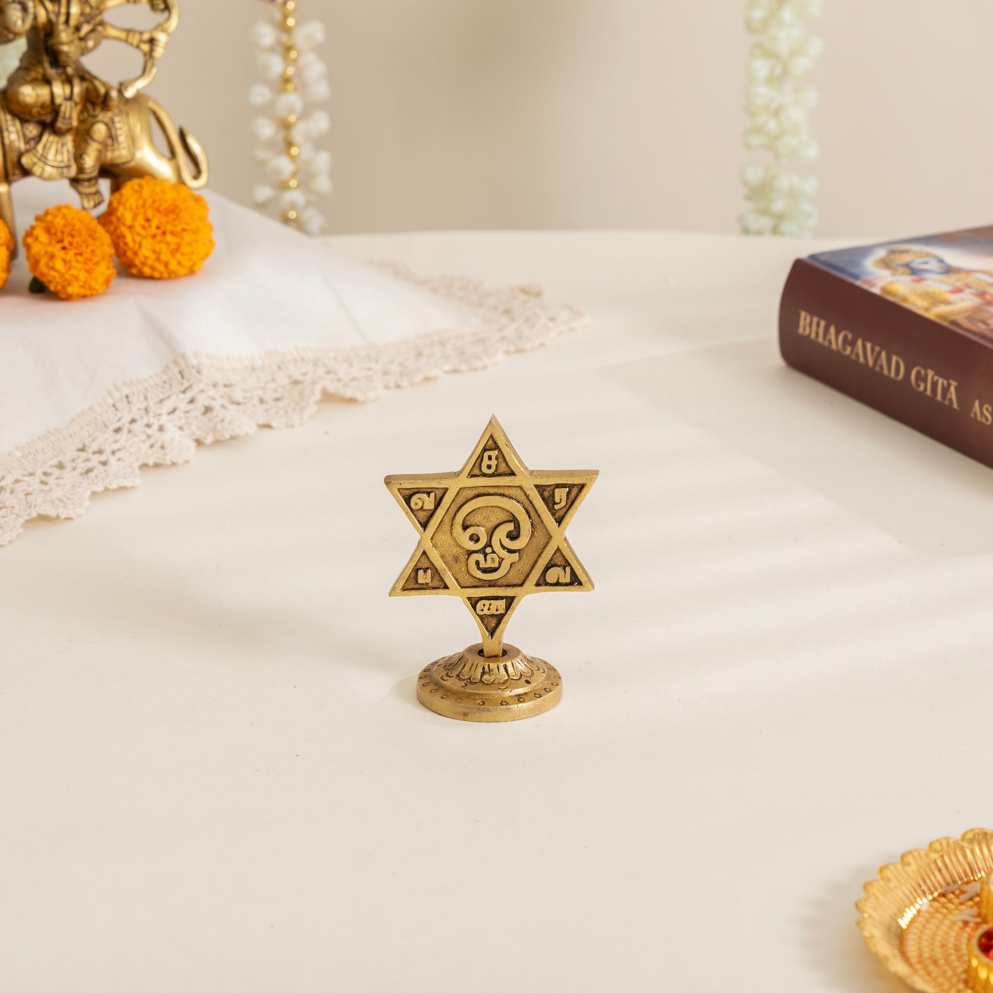 Brass Murugan Om Star Yantram Decorative Showpiece set of 2