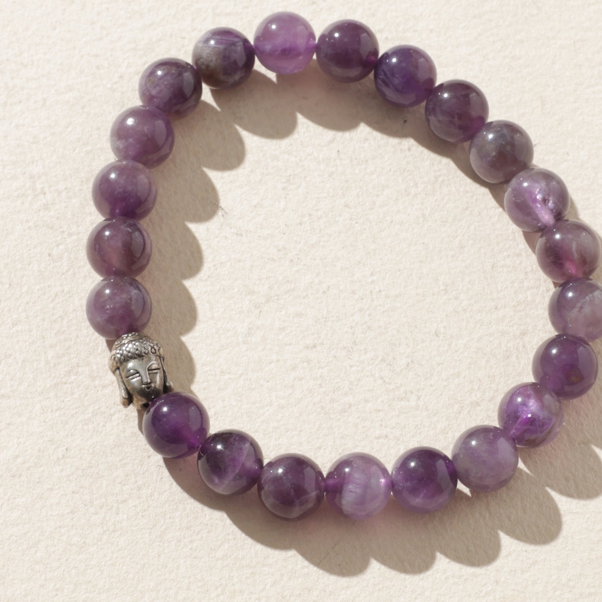 Certified Natural Amethyst Bracelet with Buddha Head