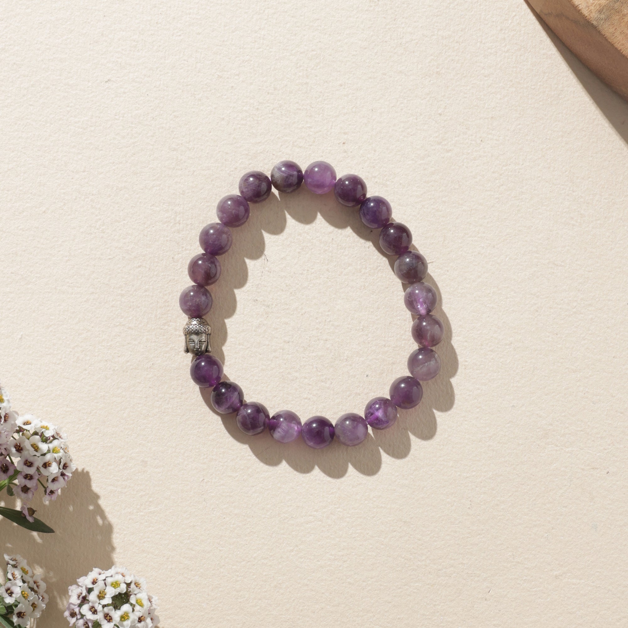 Certified Natural Amethyst Bracelet with Buddha Head