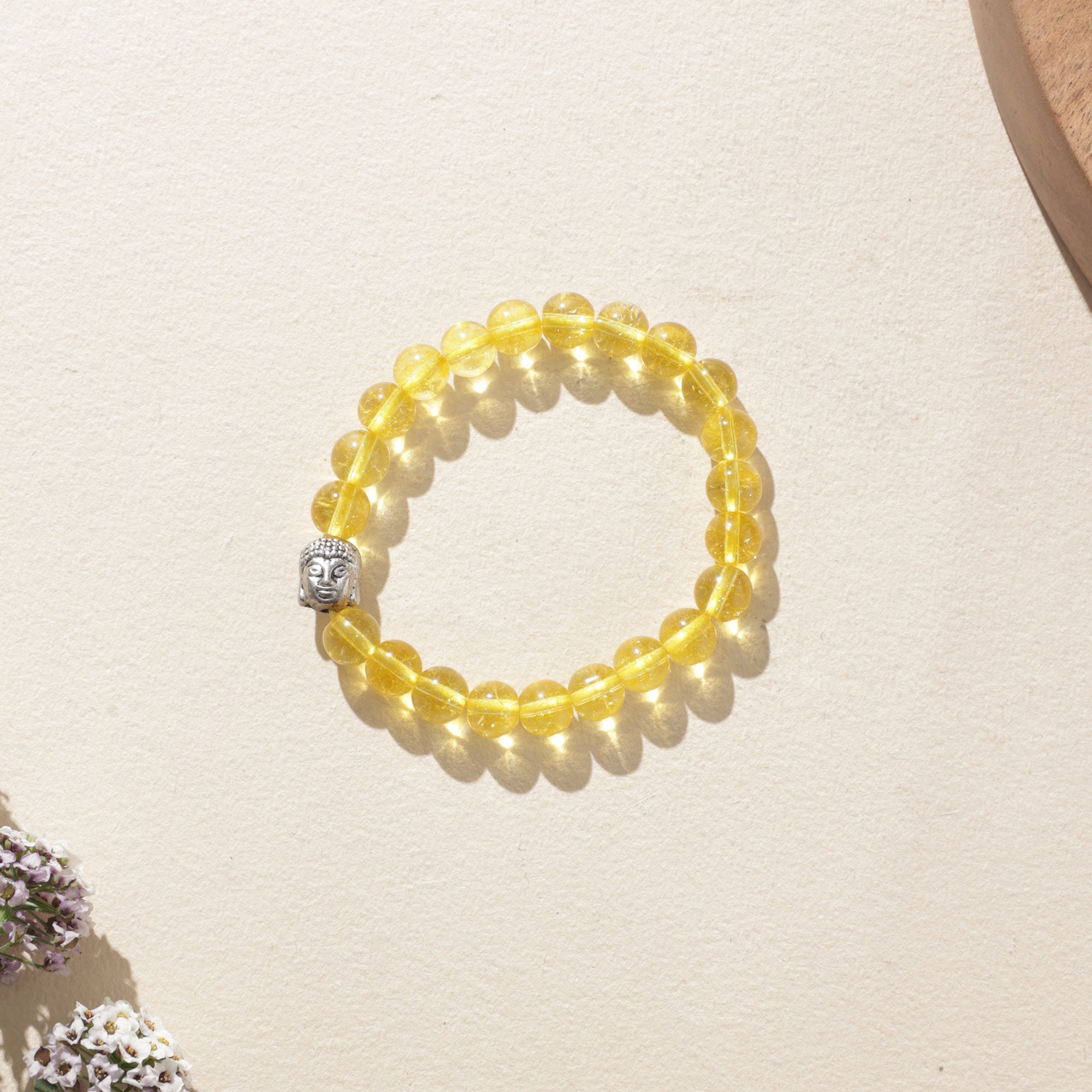 Certified Citrine Crystal Healing Bracelet with Buddha Head Charm