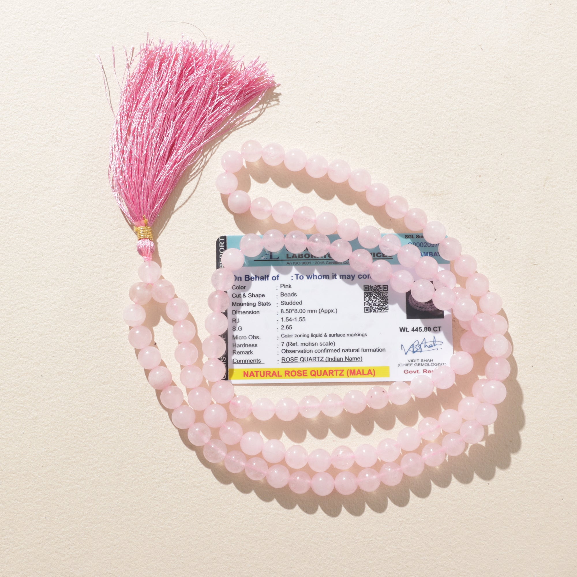 Rose Quartz Healing Crystal Mala (Love Stone)