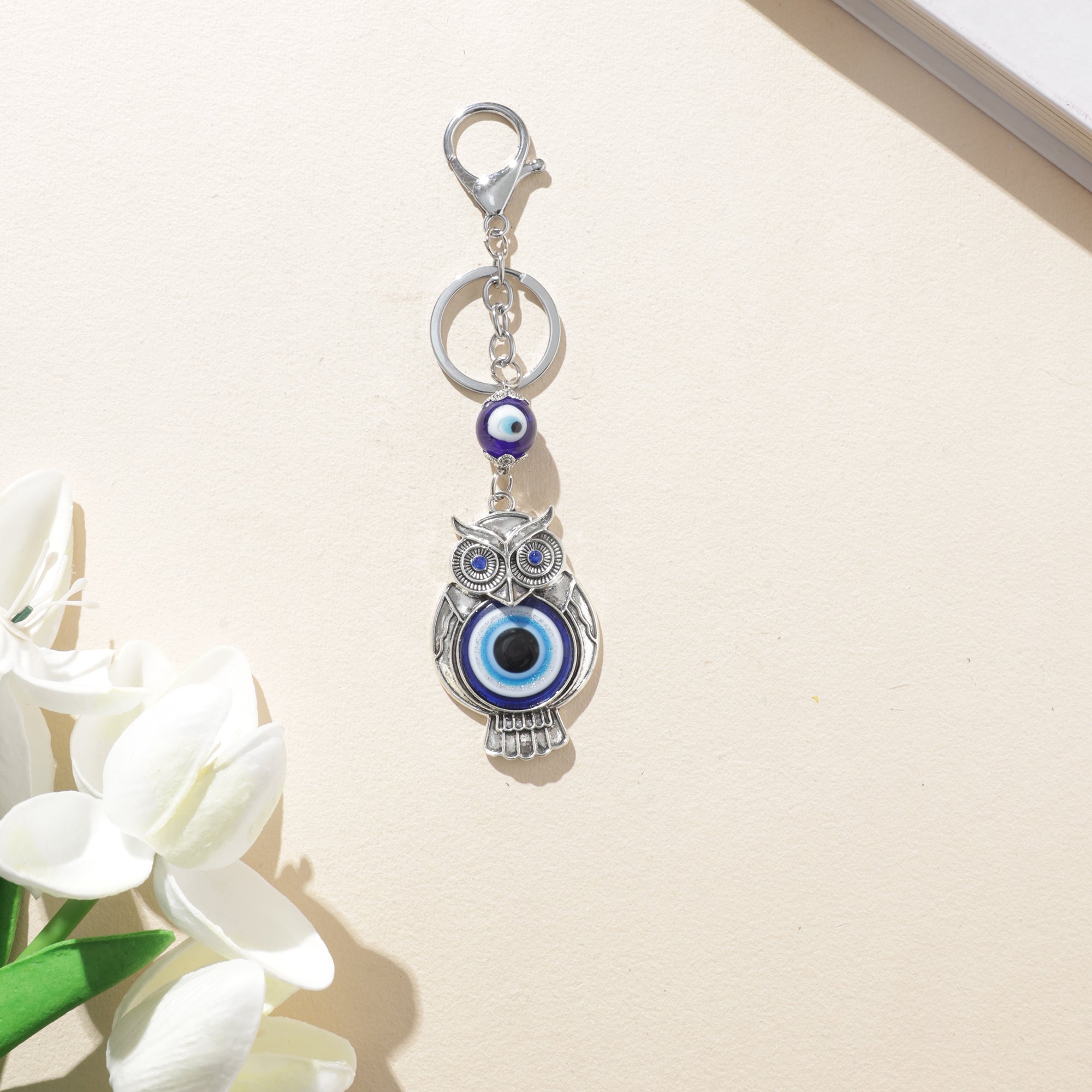Sitting Owl Evil Eye Key Chain