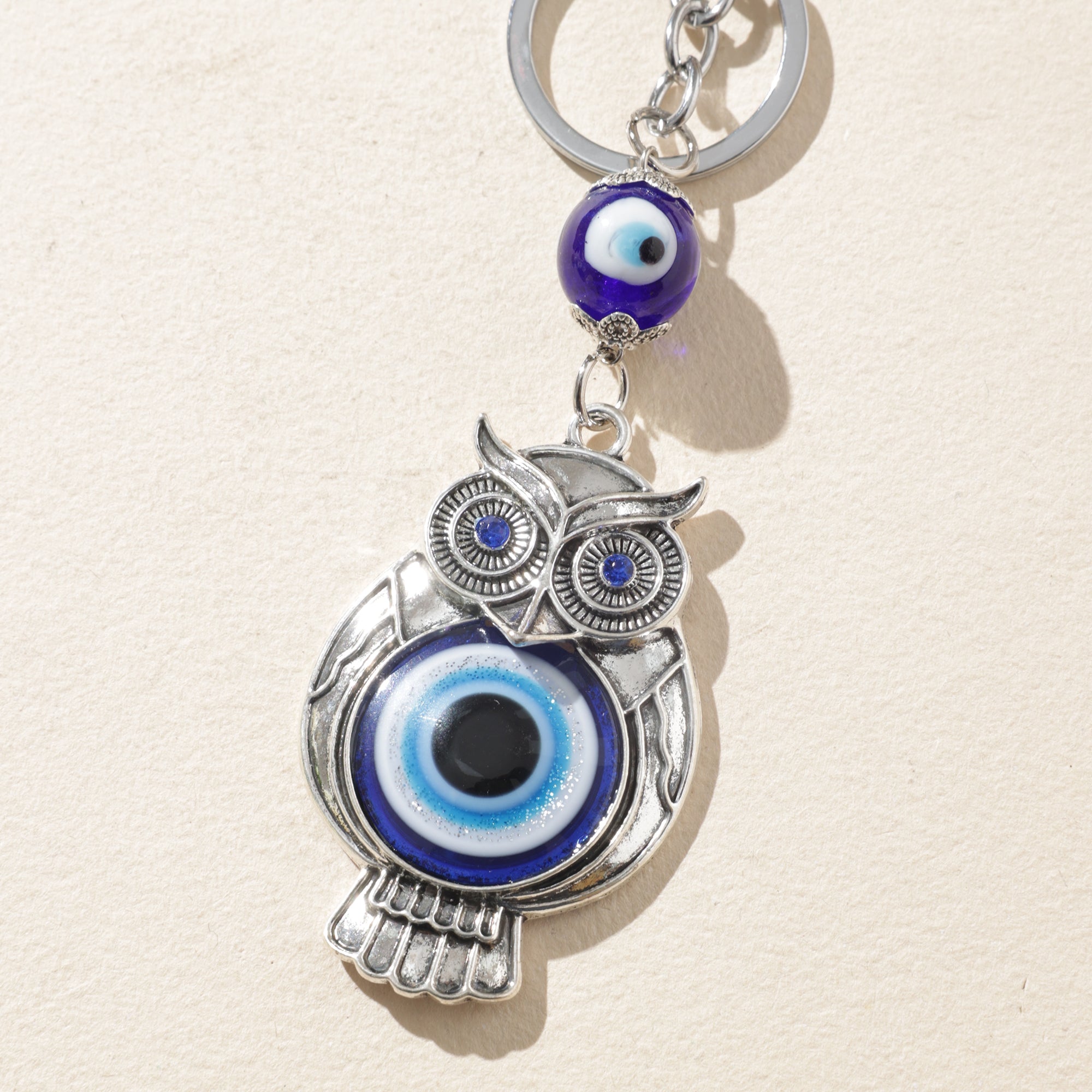 Sitting Owl Evil Eye Key Chain