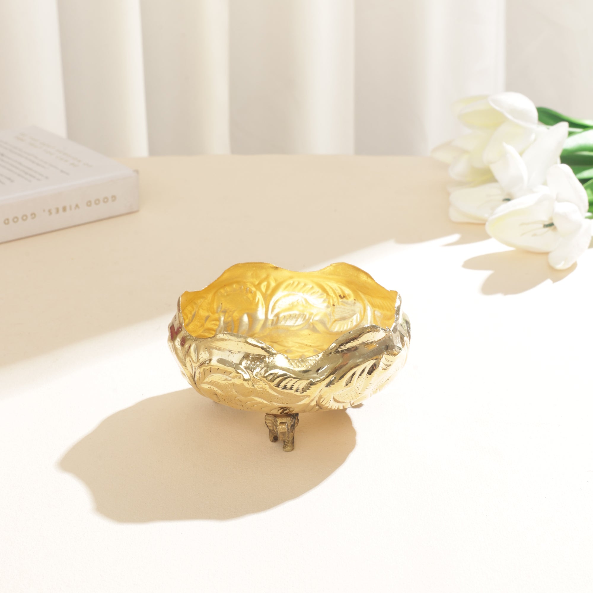 Brass Handcrafted Dry Fruit Urli Bowl - 4 inch