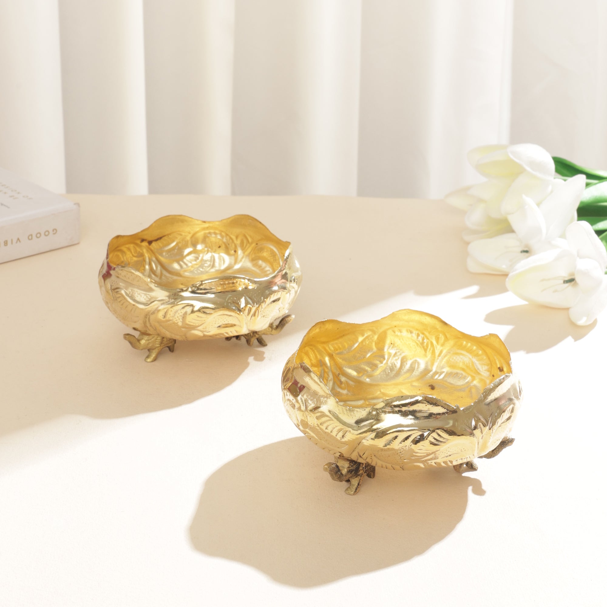 Brass Handcrafted Dry Fruit Urli Bowl - 4 inch
