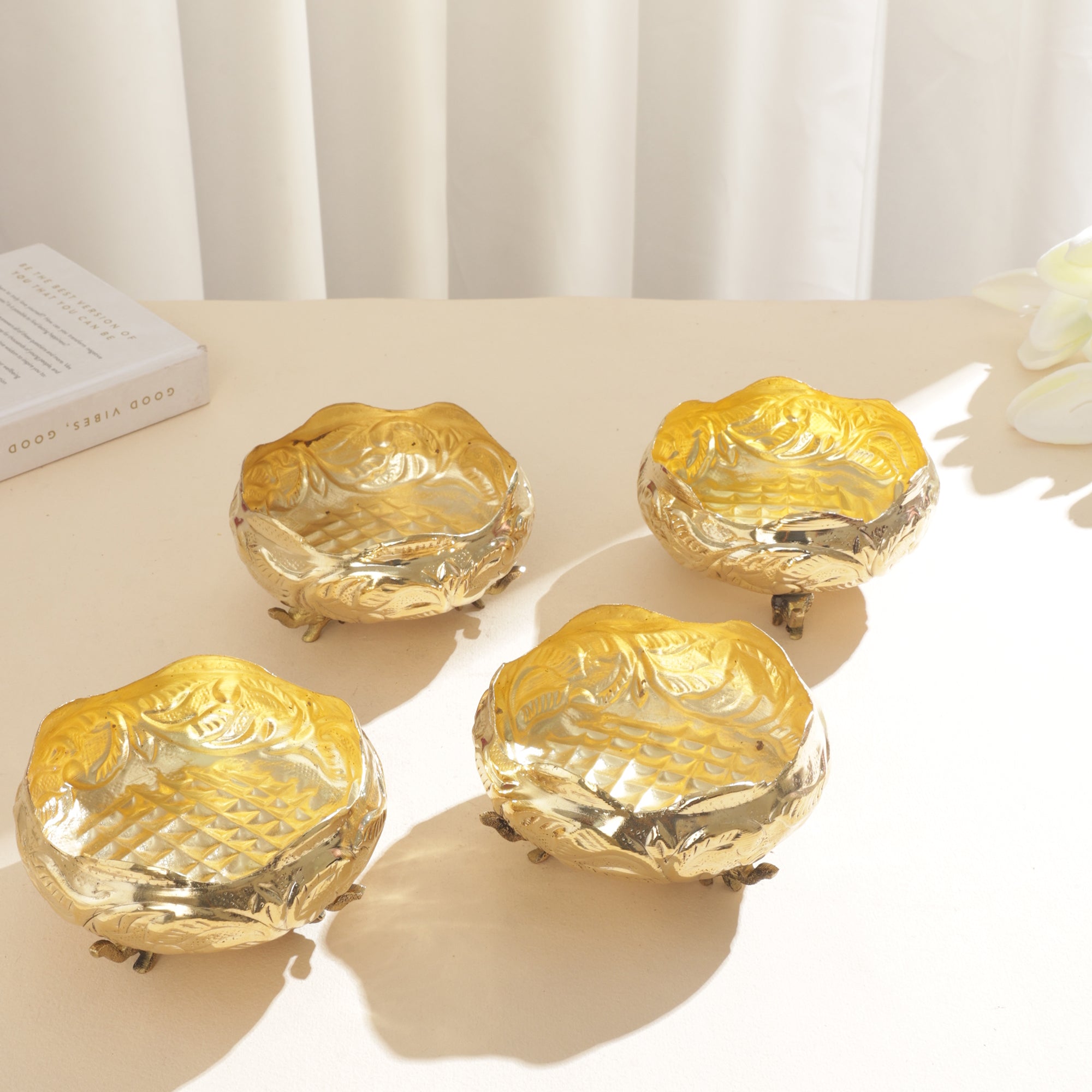 Brass Handcrafted Dry Fruit Urli Bowl - 4 inch