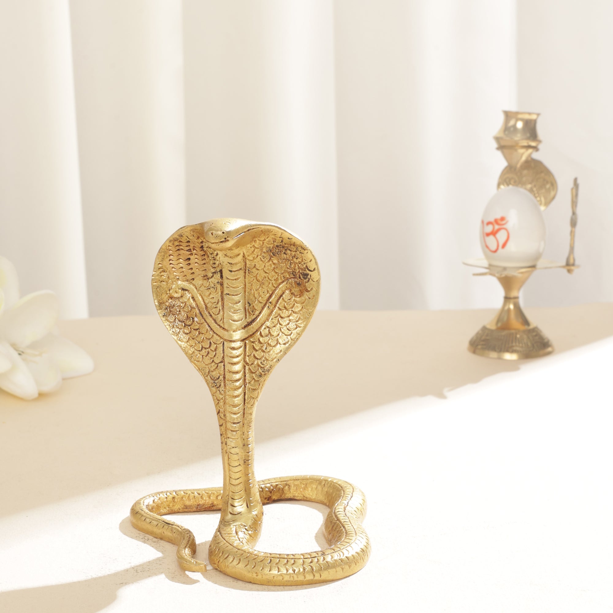 Brass Shivling Naag Figurine - 5 inch
