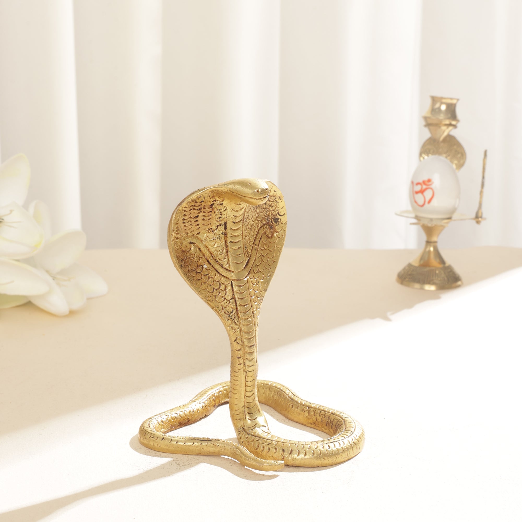 Brass Shivling Naag Figurine - 5 inch