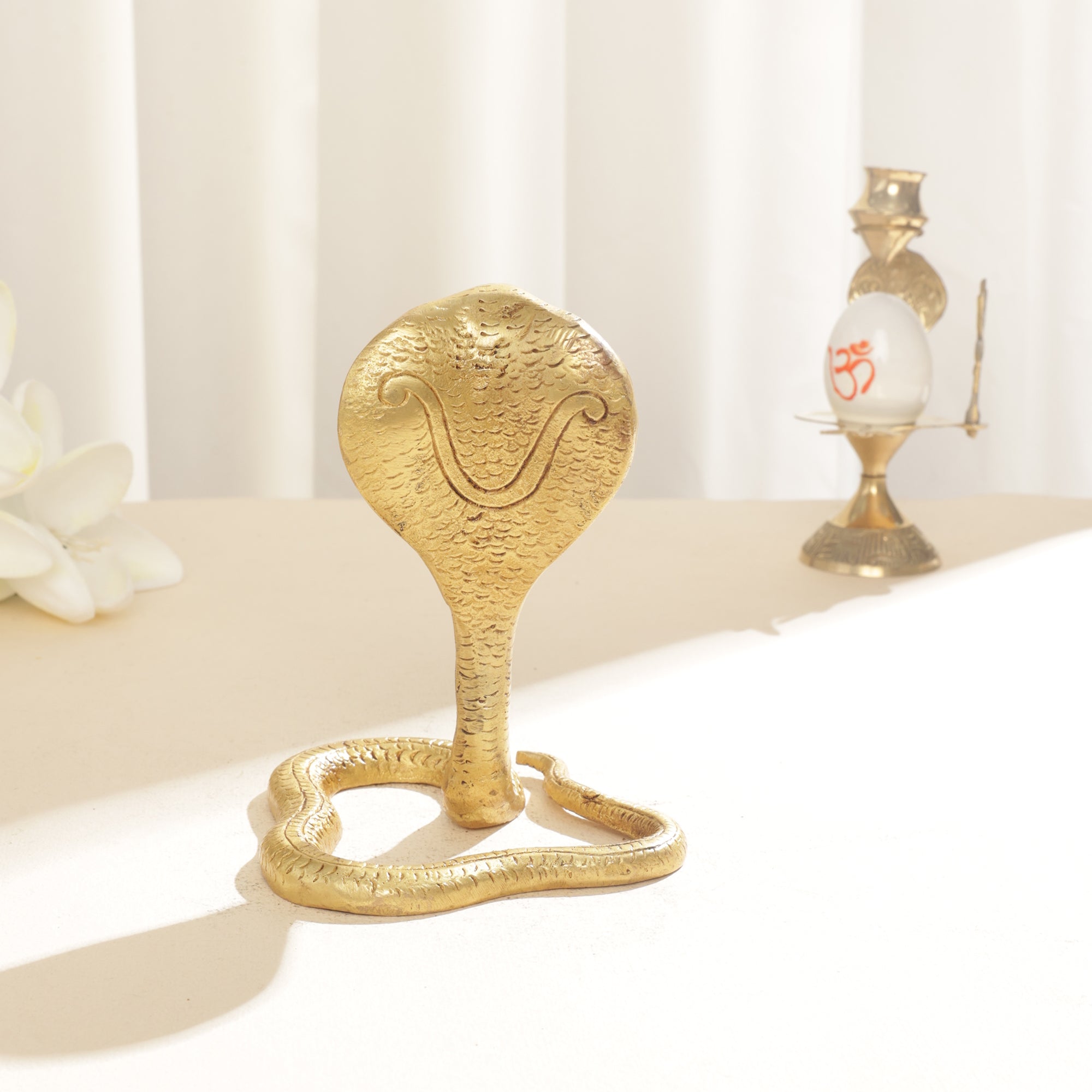 Brass Shivling Naag Figurine - 5 inch