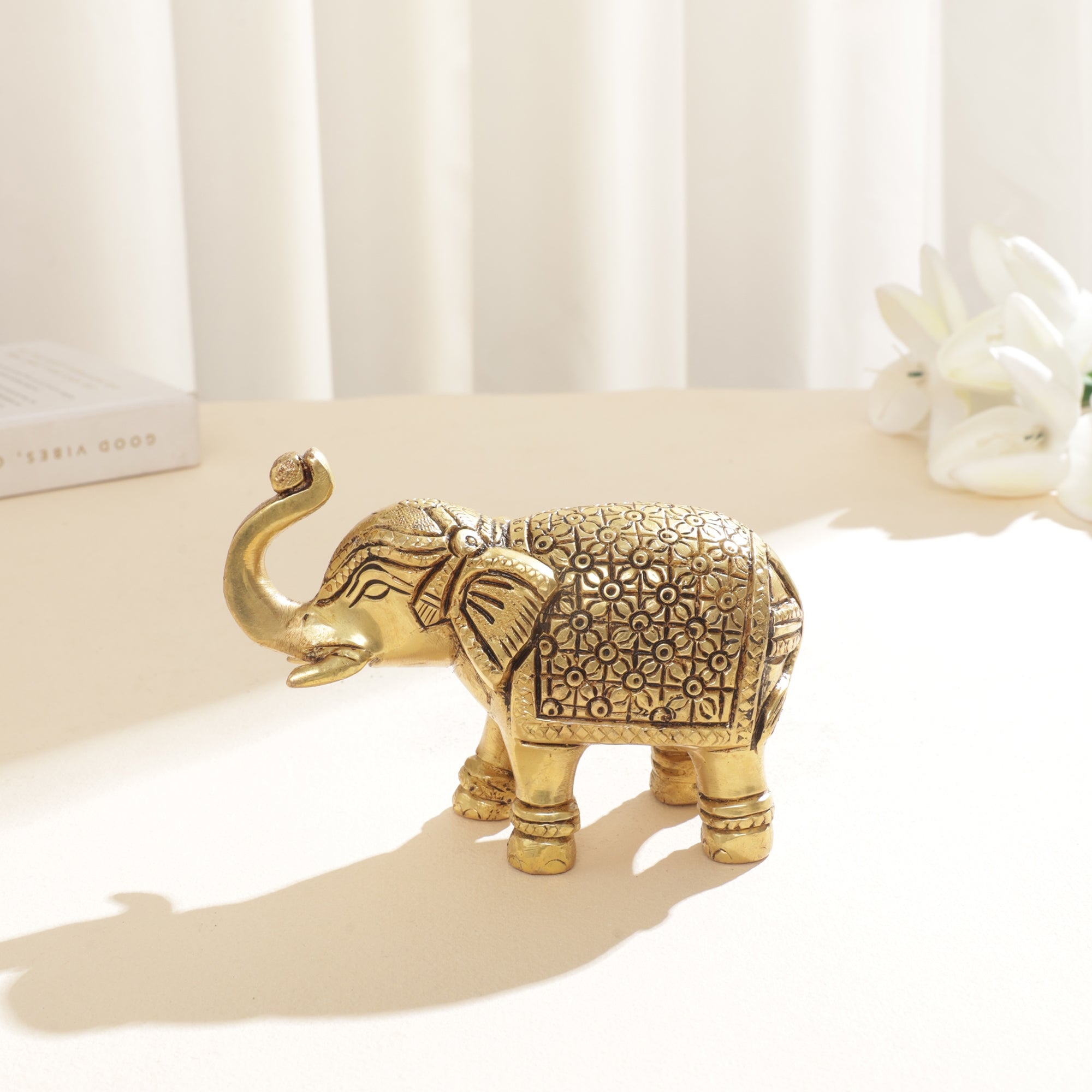 Brass Welcome Elephant Pair - 4.5 inch