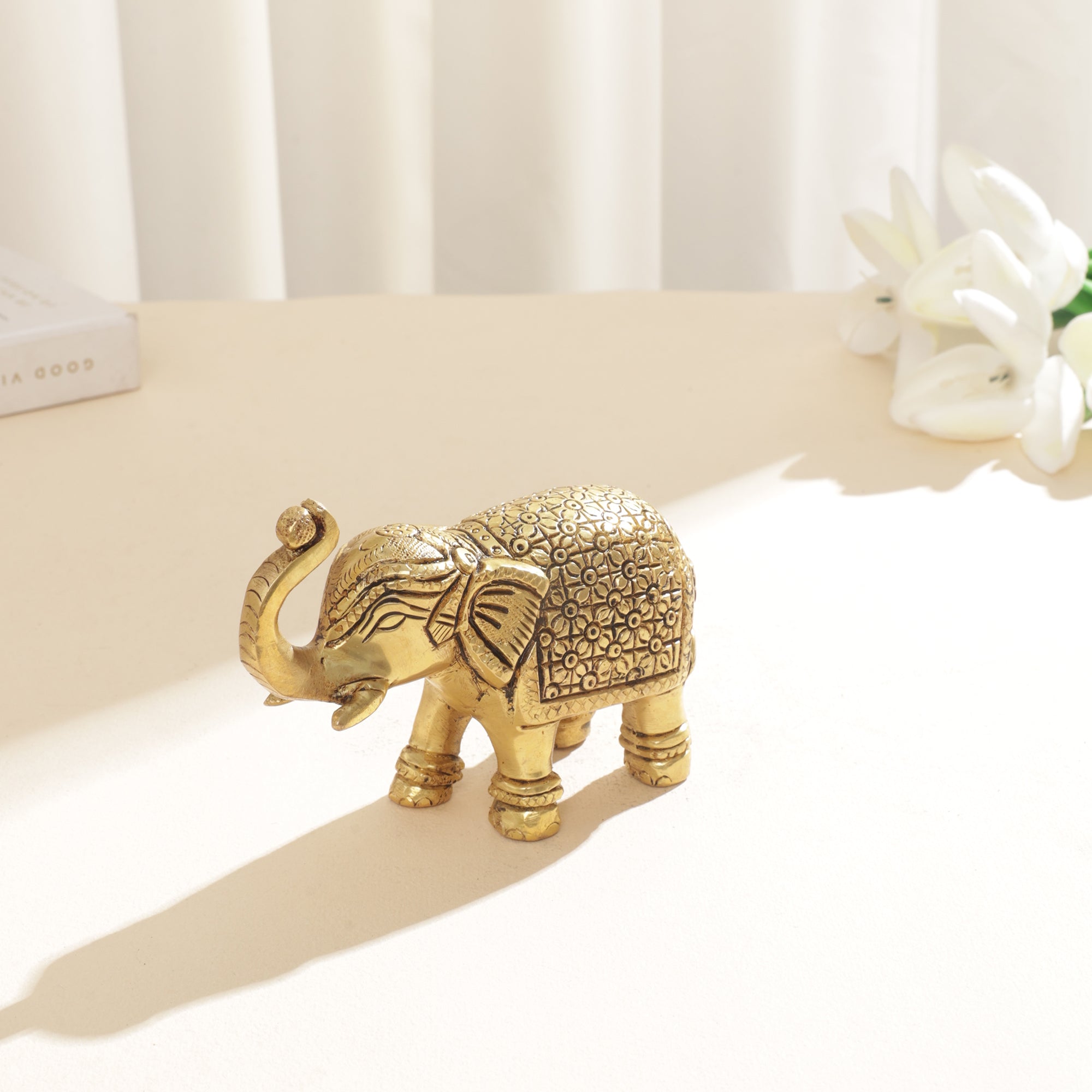 Brass Welcome Elephant Pair - 4.5 inch