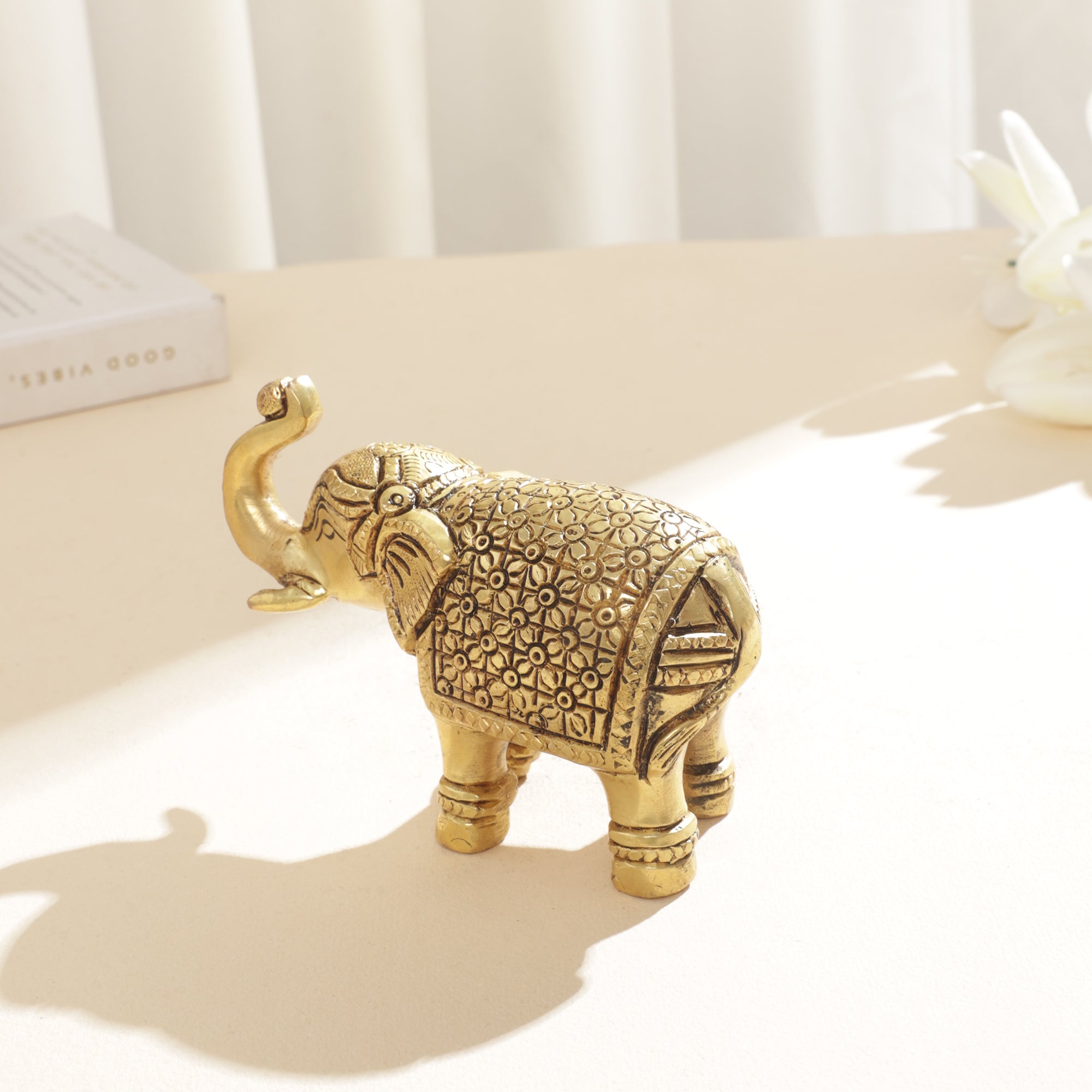 Brass Welcome Elephant Pair - 4.5 inch