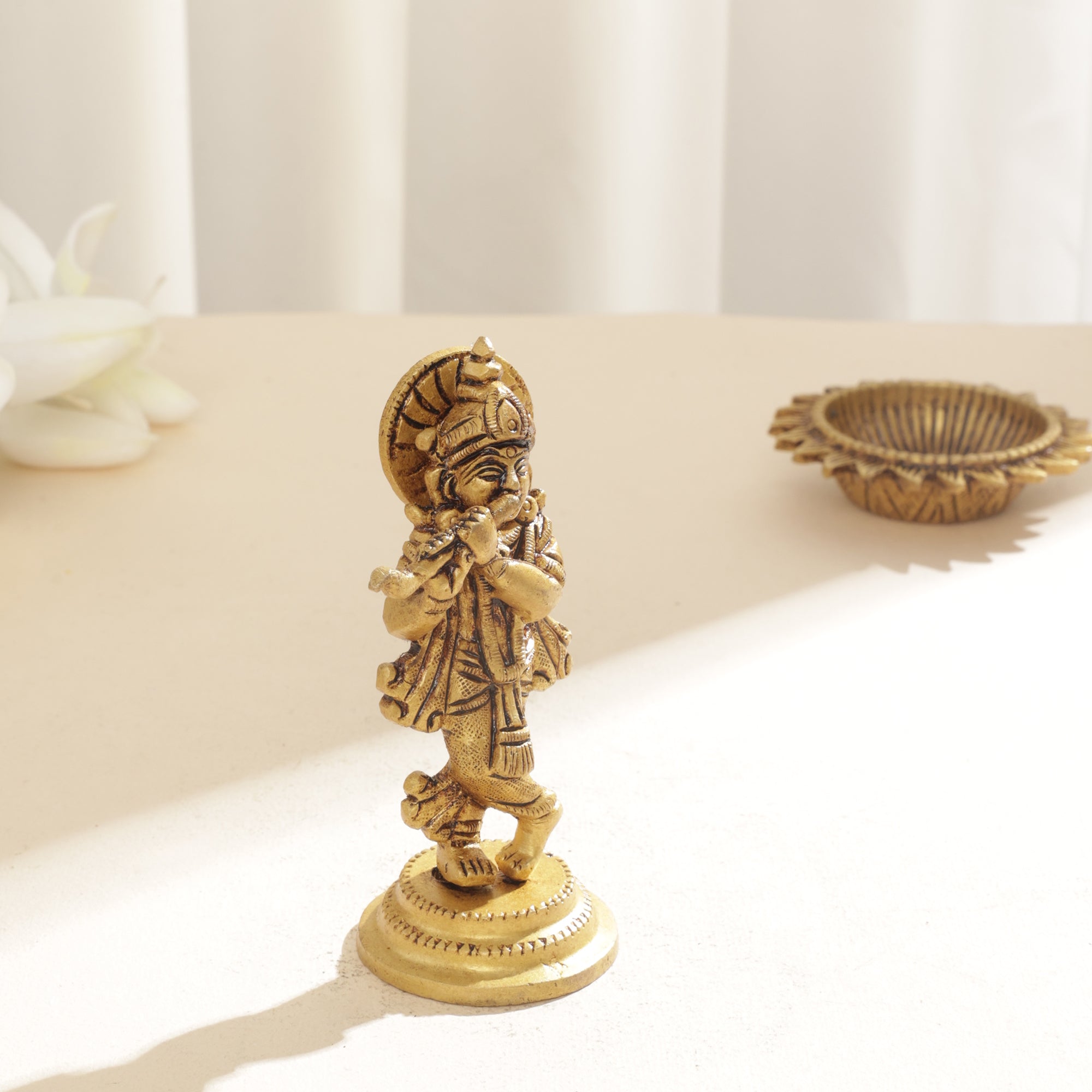 Brass Krishna Idol- 4 inch