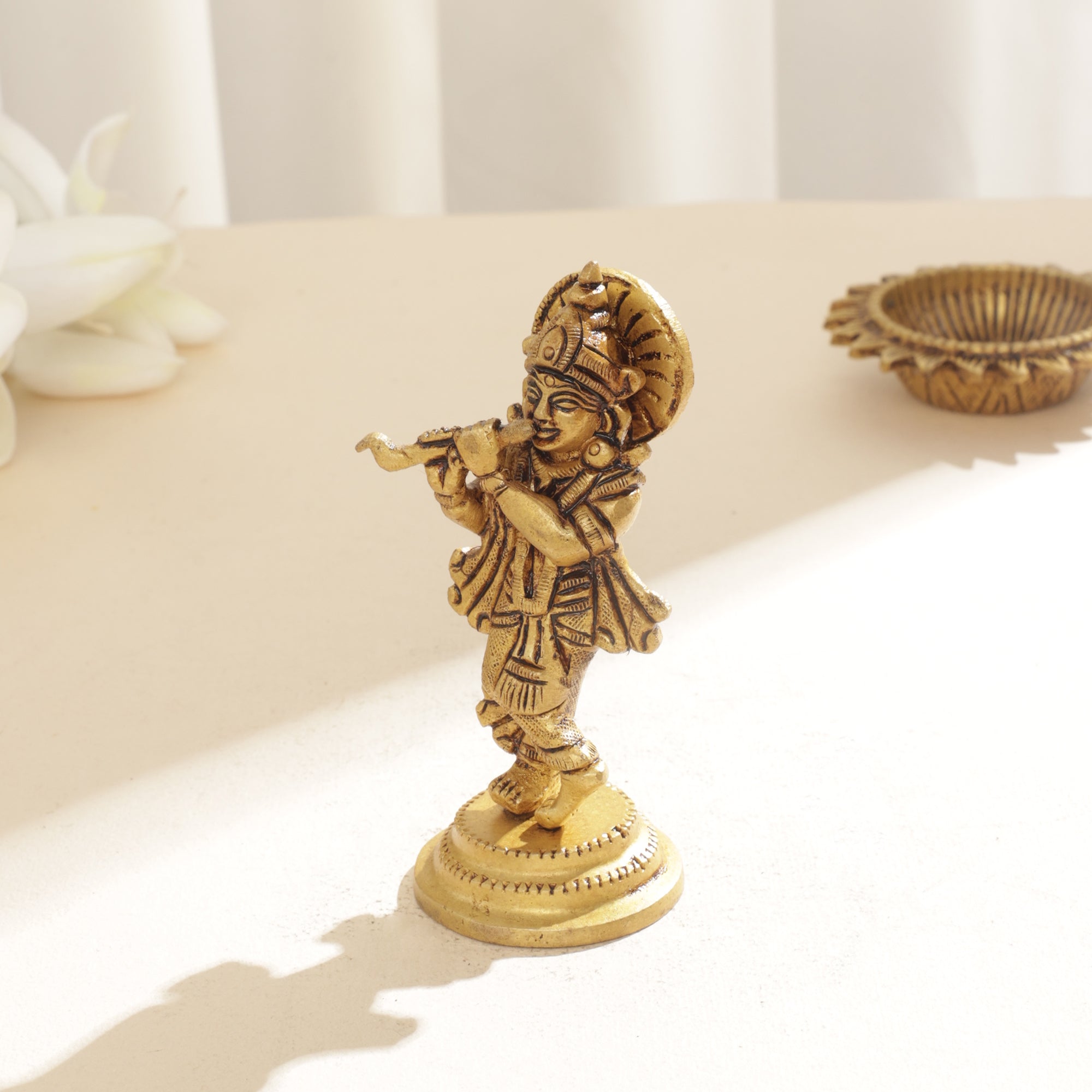 Brass Krishna Idol- 4 inch