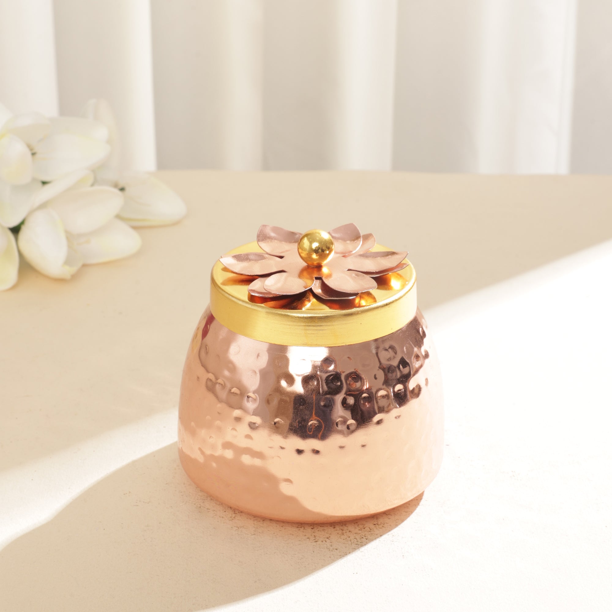 Copper Coating Dry Fruit Serving Container With Tray Set of 3