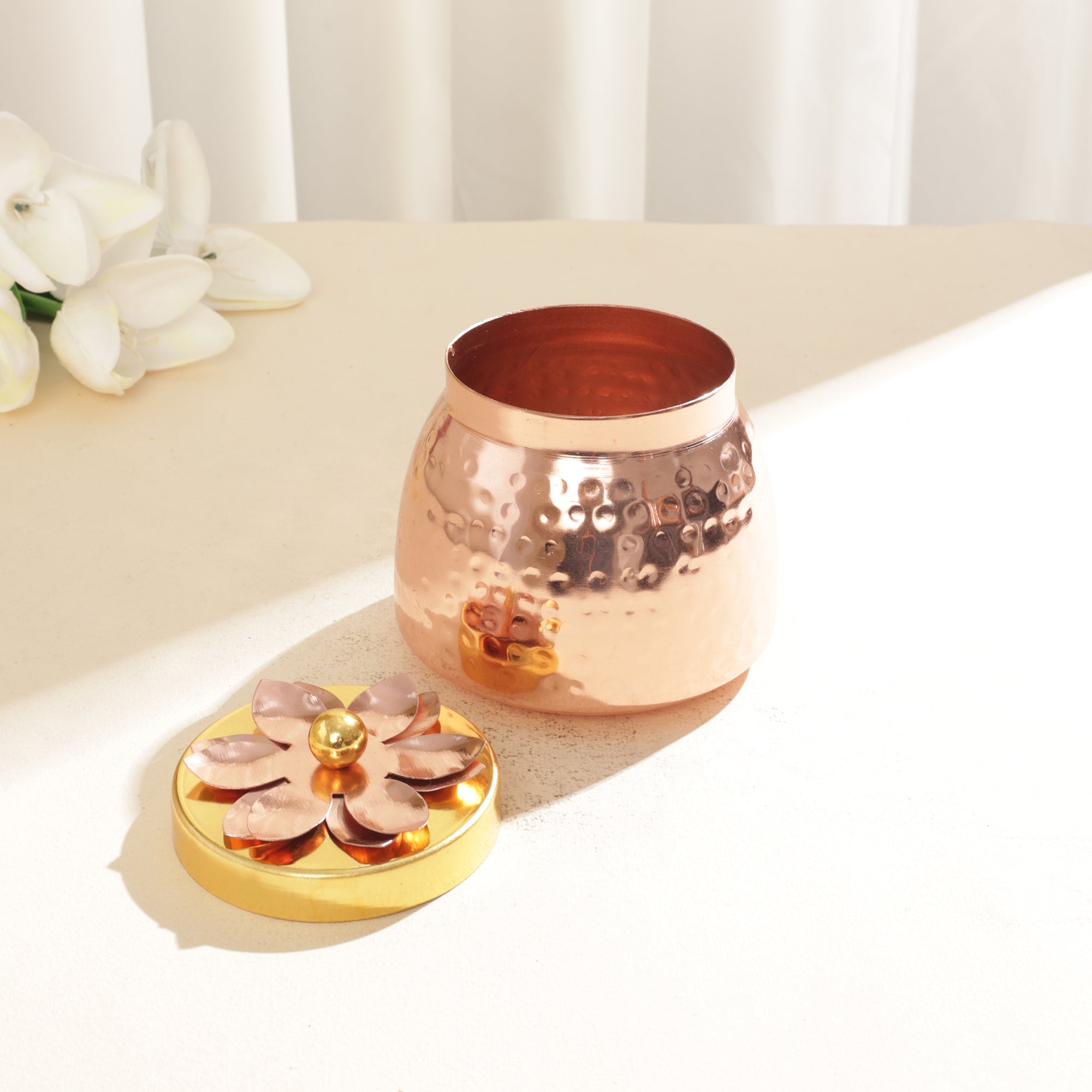Copper Coating Dry Fruit Serving Container With Tray Set of 3