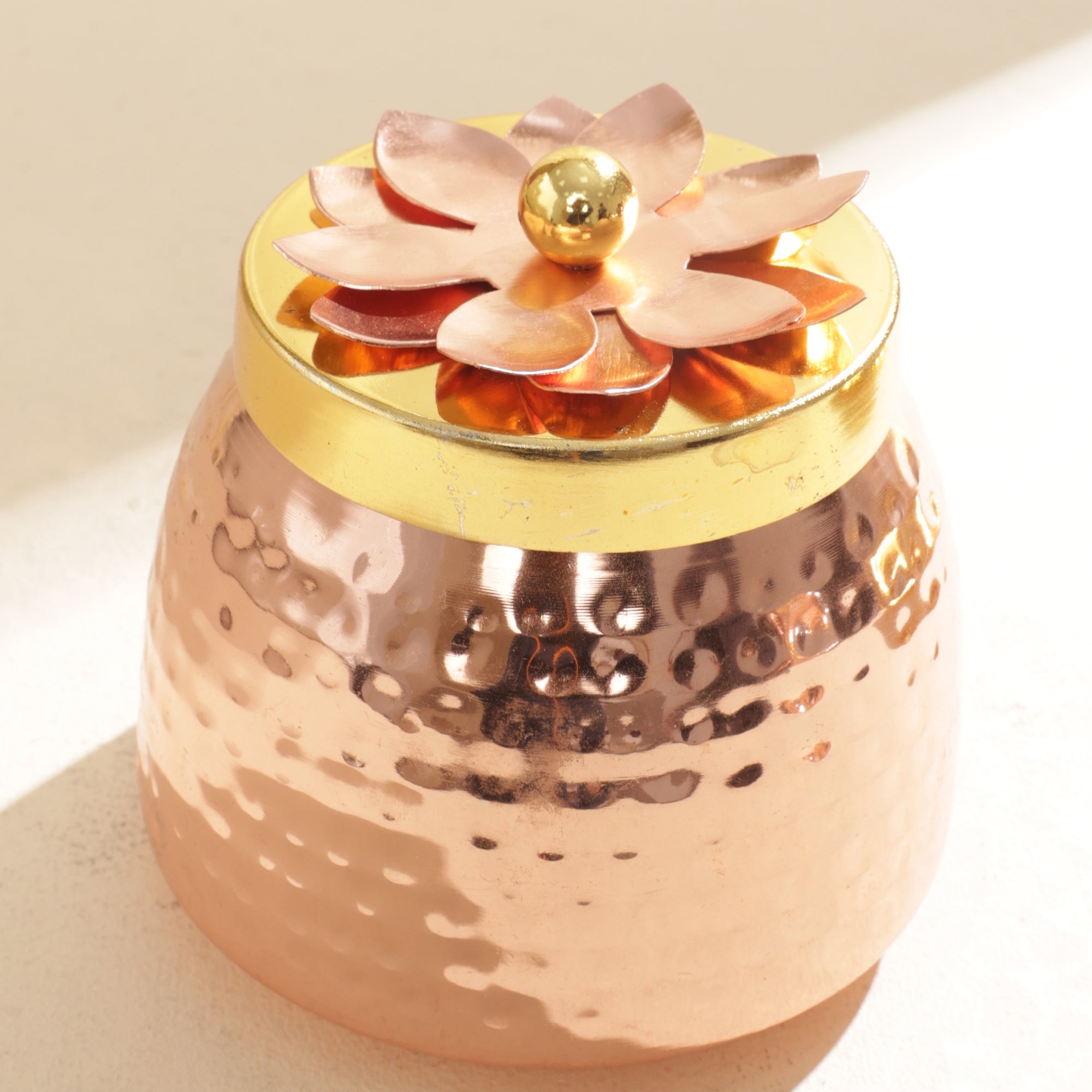 Copper Coating Dry Fruit Serving Container With Tray Set of 3