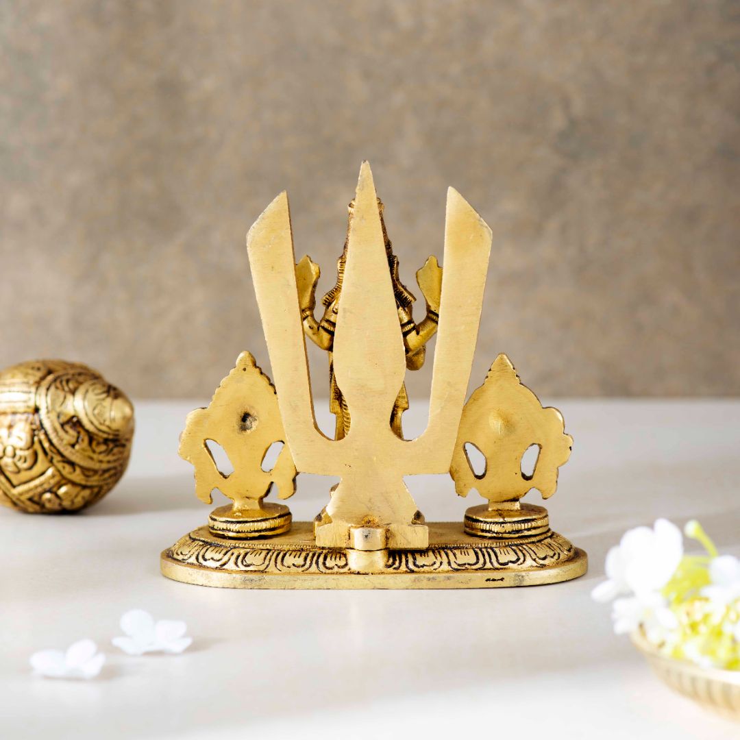 Superfine Brass Tirupati Balaji Idol With Shankh Chakra Tilak - 5 Inch