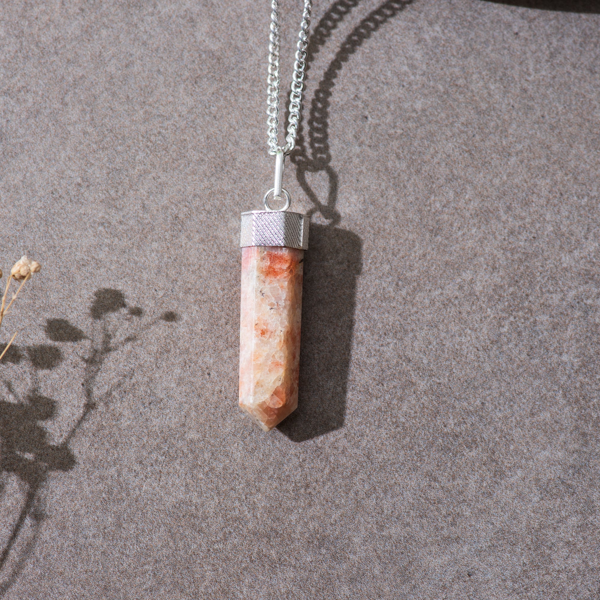 Natural Sun Stone Pendant with Chain