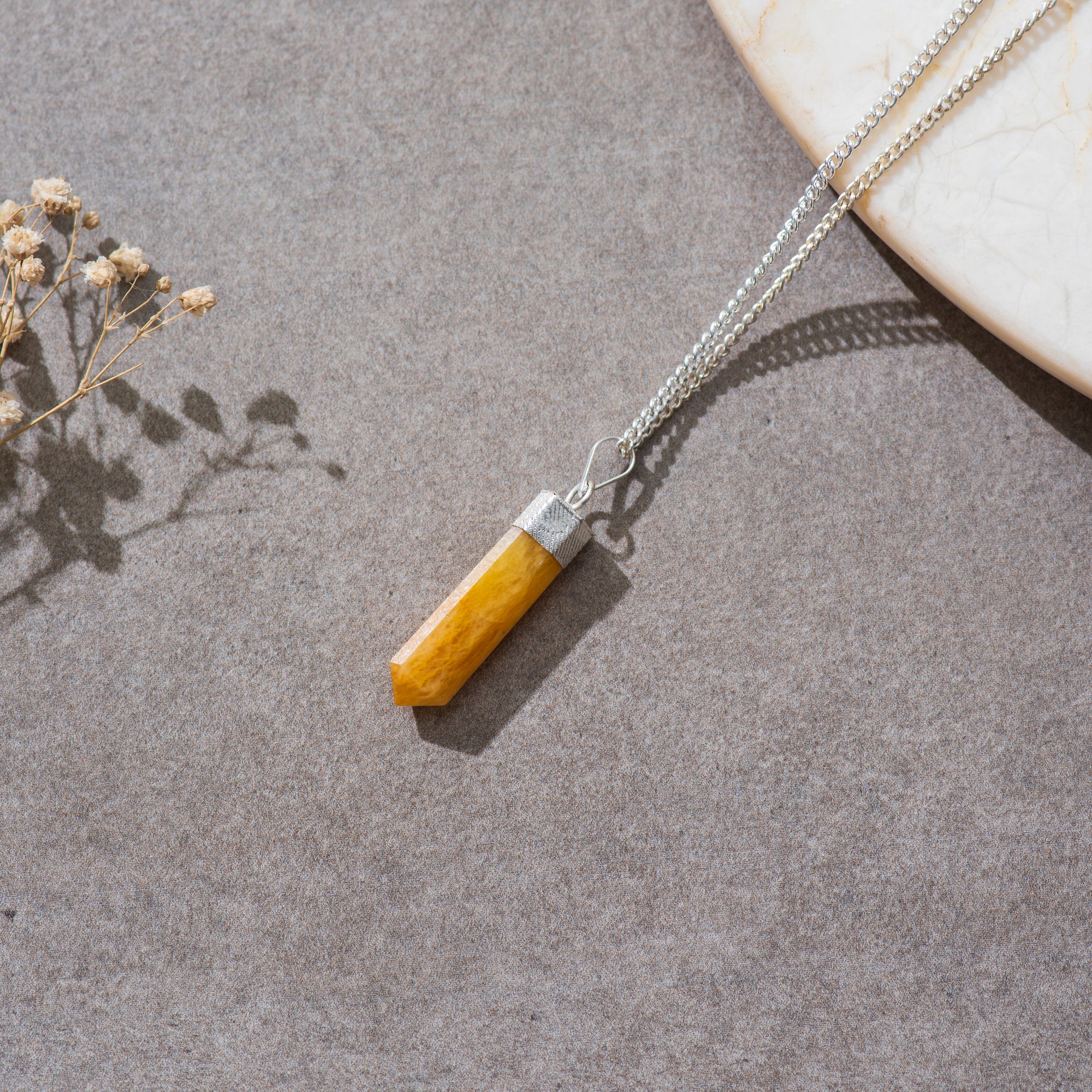 Yellow Aventurine Pendant with Chain