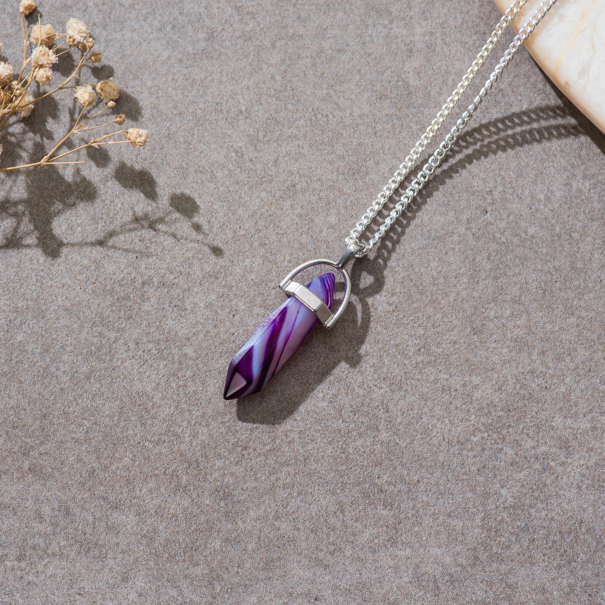 Natural Agate Pendant with Chain