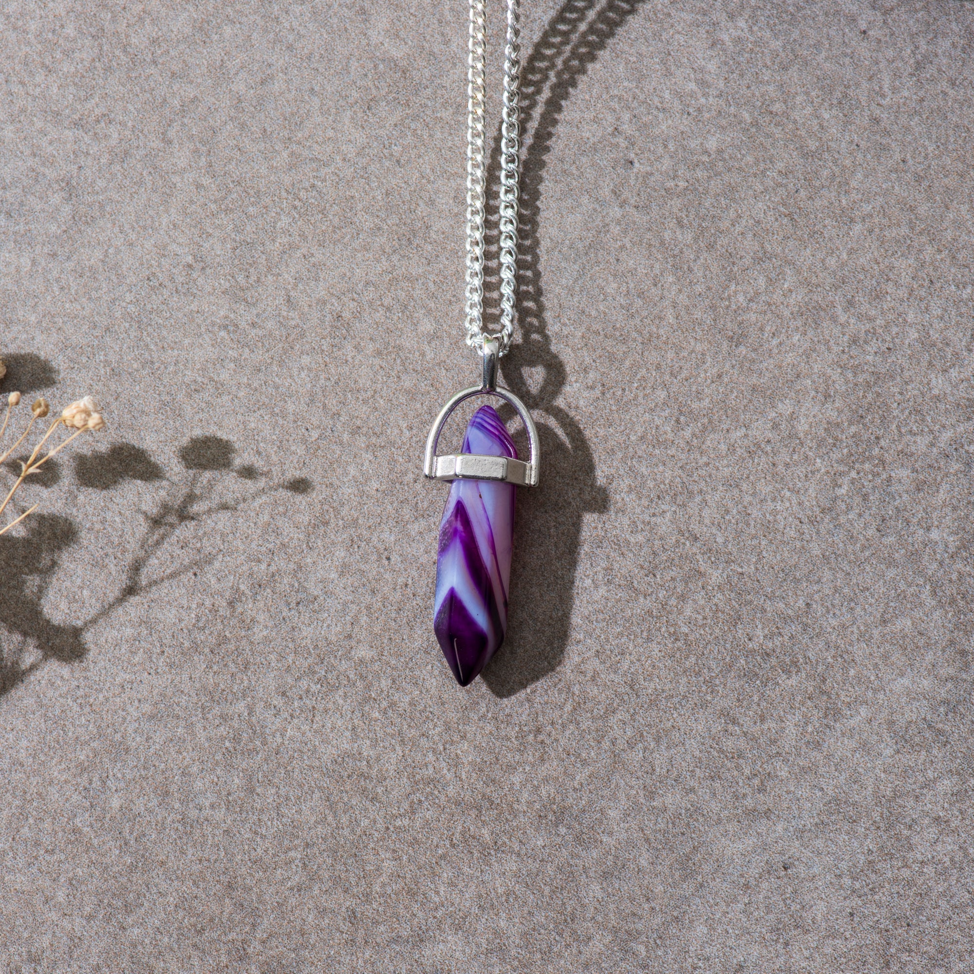 Natural Agate Pendant with Chain