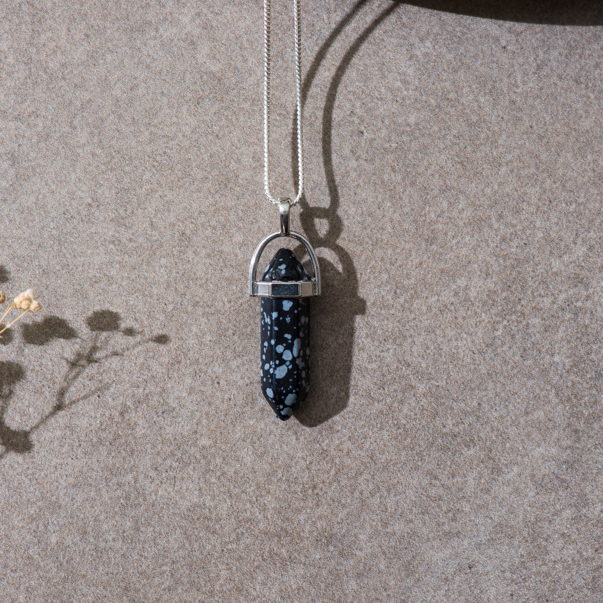 Snowflake Obsidian Pendant with Chain