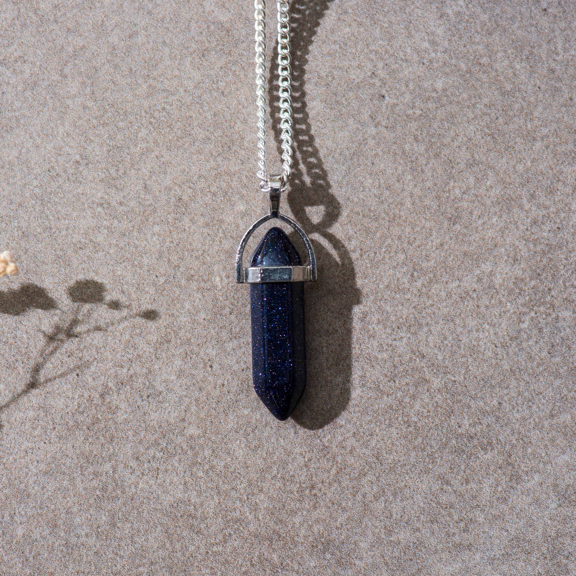 Goldstone Blue Aventurine Pendant with Chain
