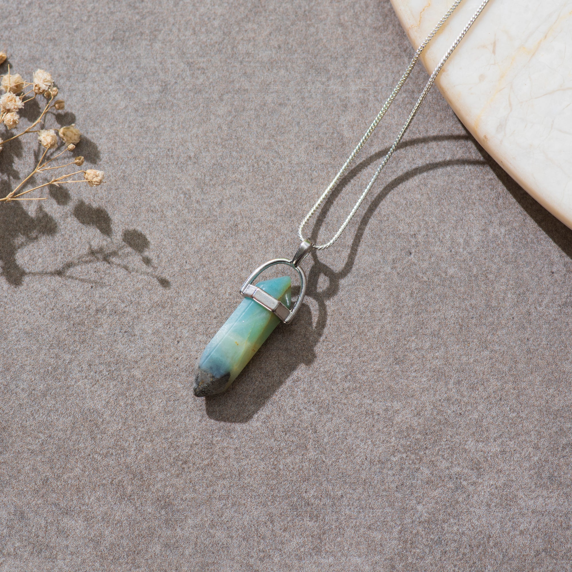 Rainbow Flourite Crystal pendant with Chain