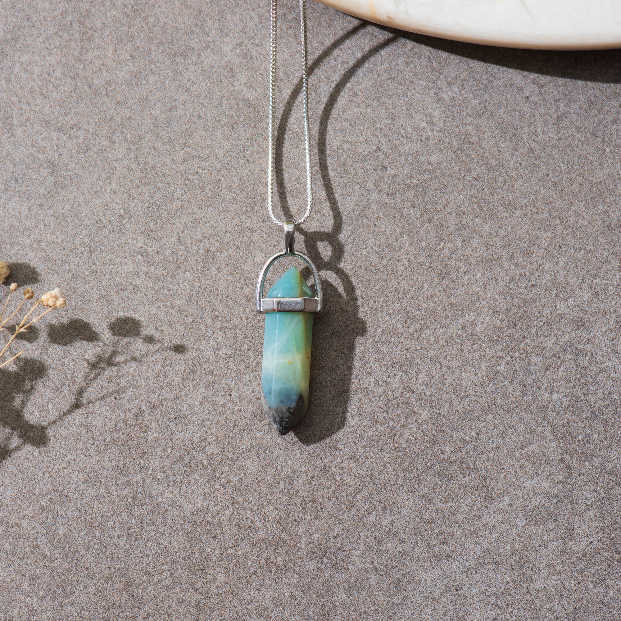 Rainbow Flourite Crystal pendant with Chain