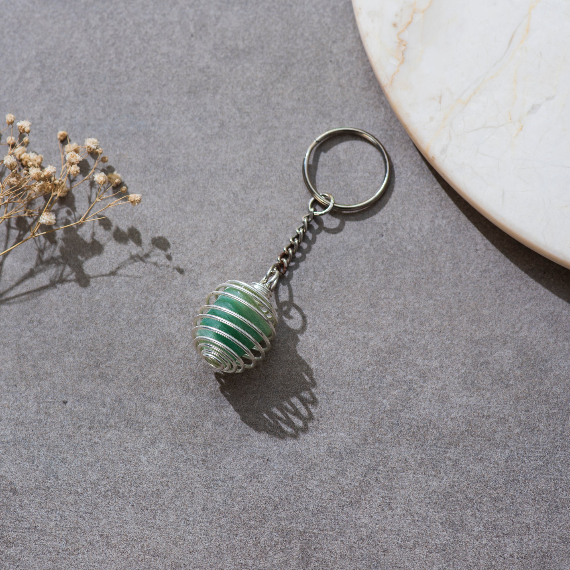 Green Fluorite Key Ring
