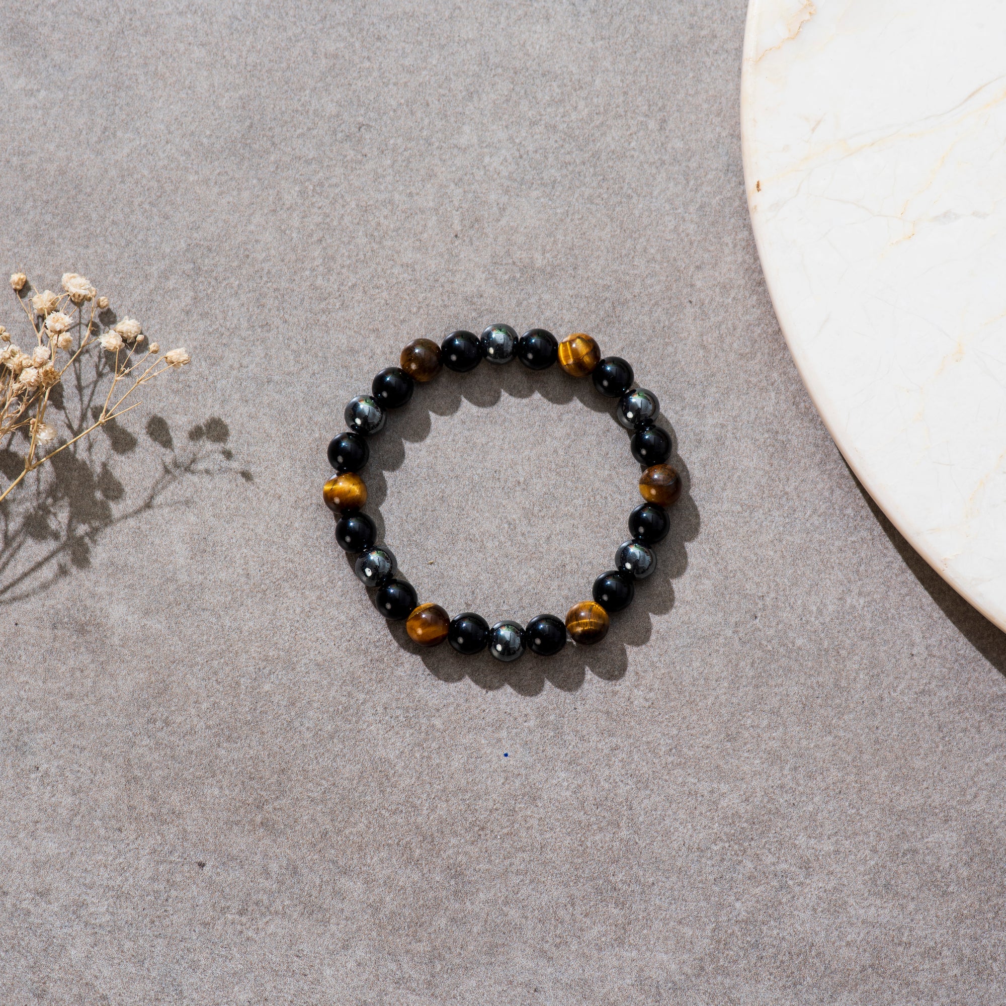 Certified Tigers Eye Hematite & Obsidian Bracelet for Protection