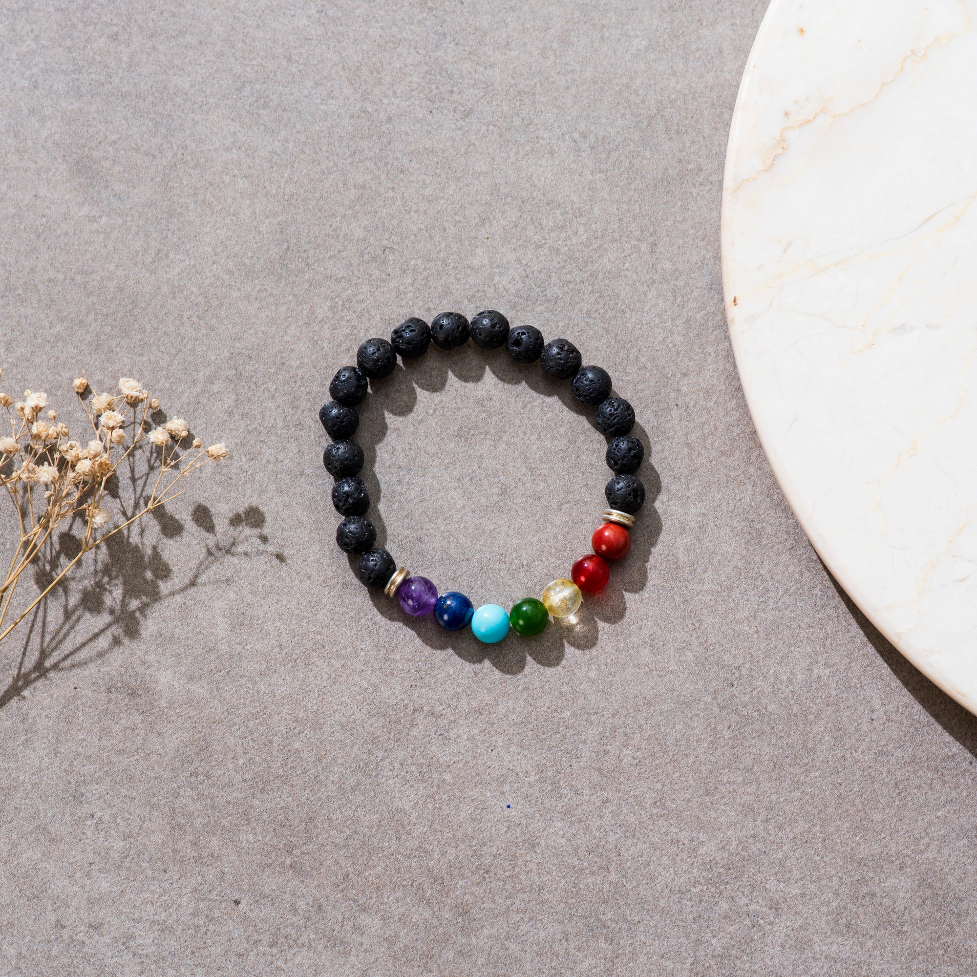 Certified Seven Chakra with Lava Bracelet for Confidence & Inner Strength