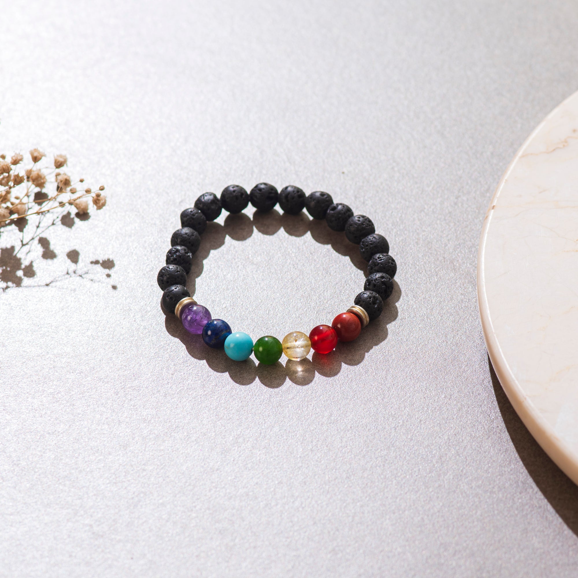 Certified Seven Chakra with Lava Bracelet for Confidence & Inner Strength