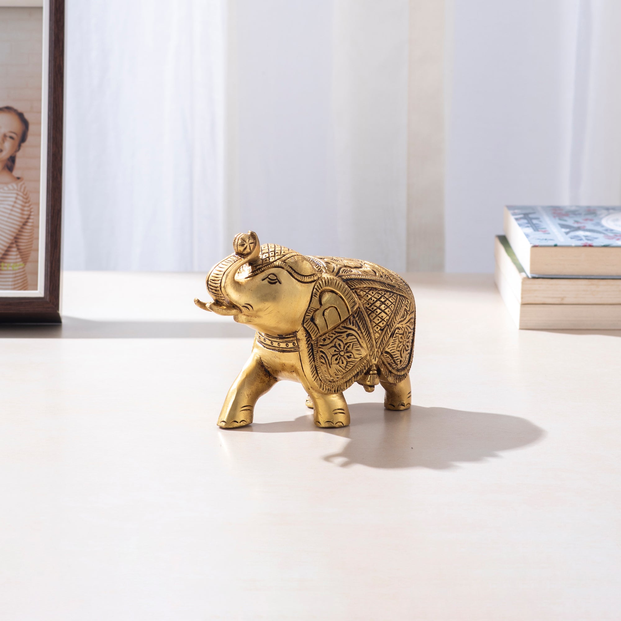 Brass Decorative Elephant Pair in Welcome Mudra