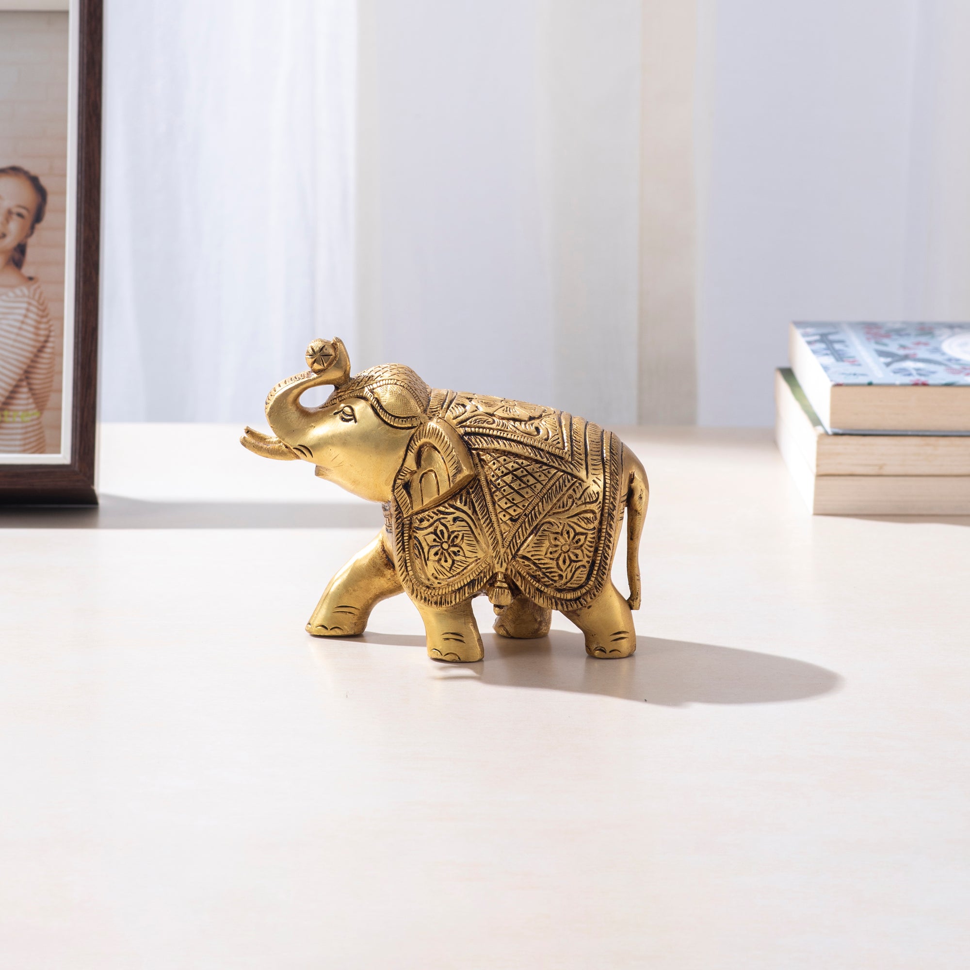 Brass Decorative Elephant Pair in Welcome Mudra