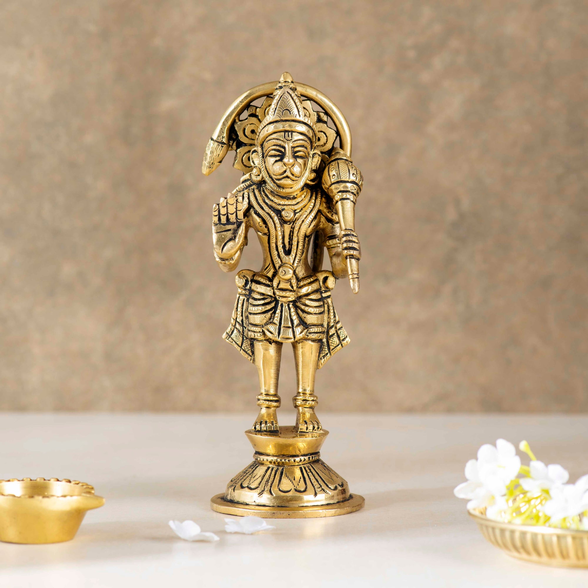 Brass Superfine Standing Hanuman Idol - 7 Inch