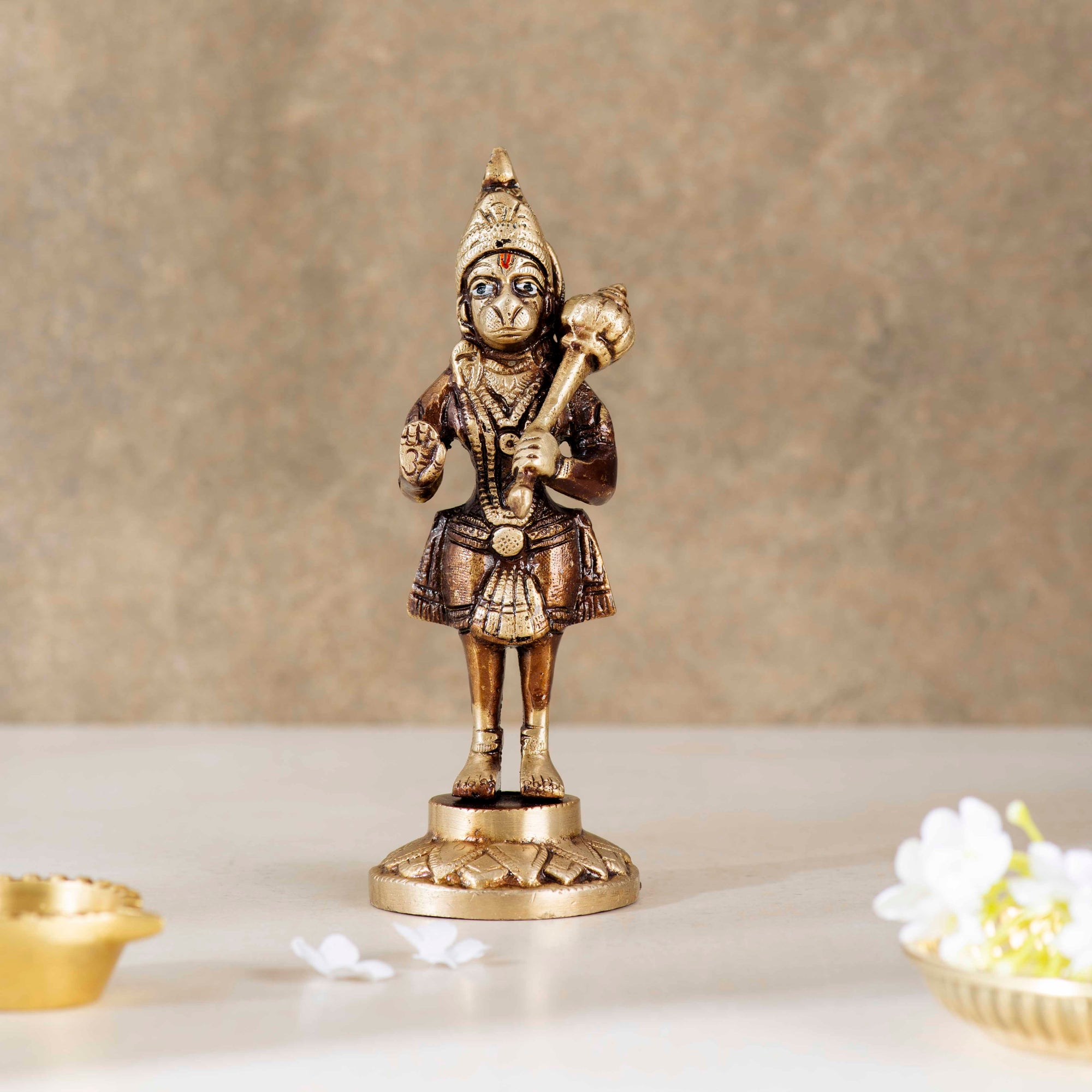 Brass Standing Hanumann - 6 Inch
