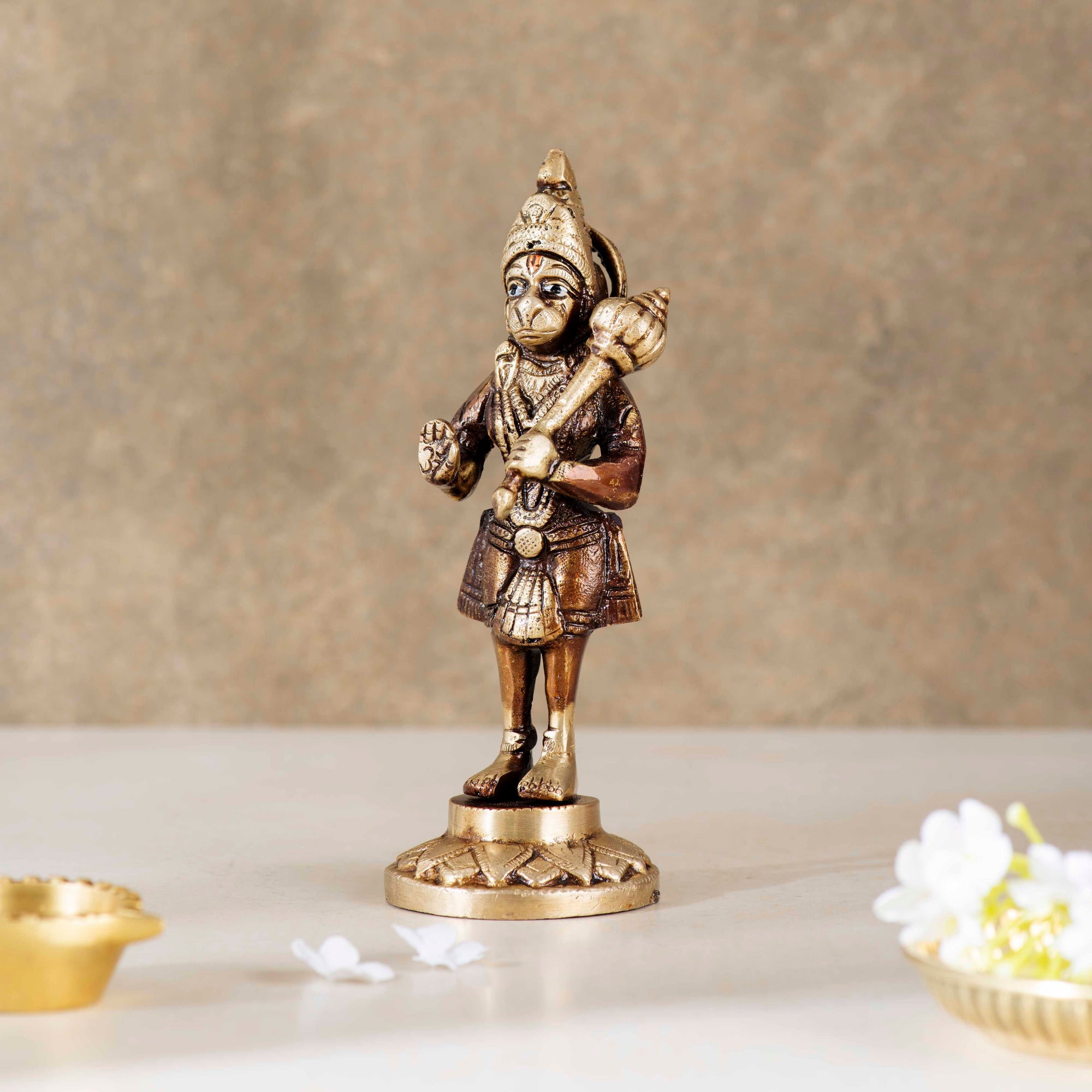Brass Standing Hanumann - 6 Inch