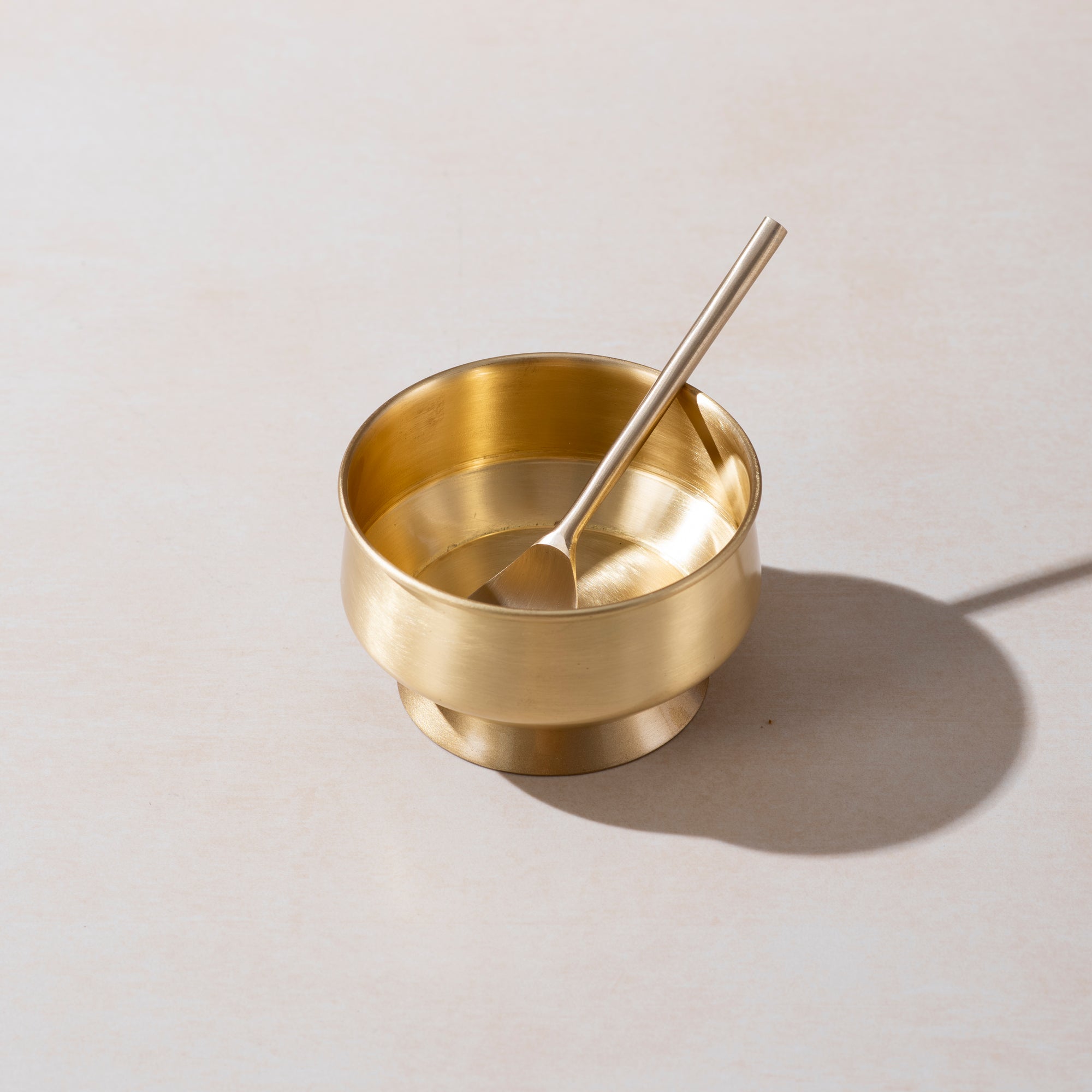 Brass Food Grade Custard Dessert Bowl with Spoon Set of 2