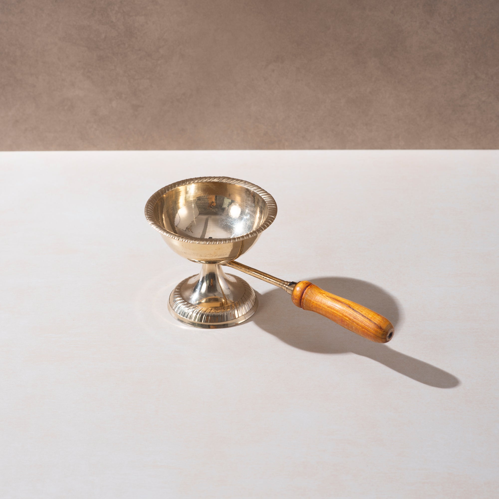 Brass Dhoopiya with Wooden Handle – Traditional Incense Burner for Spiritual Aromas