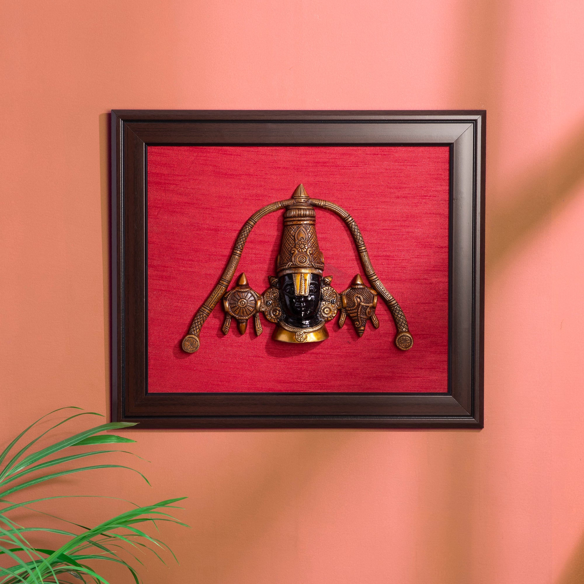 Brass Tirumala Tirupati Balaji with Frame Wall Hanging - 23 Inch