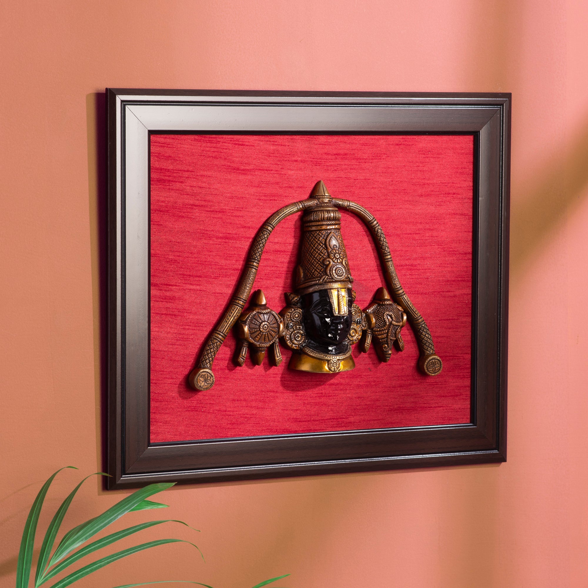 Brass Tirumala Tirupati Balaji with Frame Wall Hanging - 23 Inch