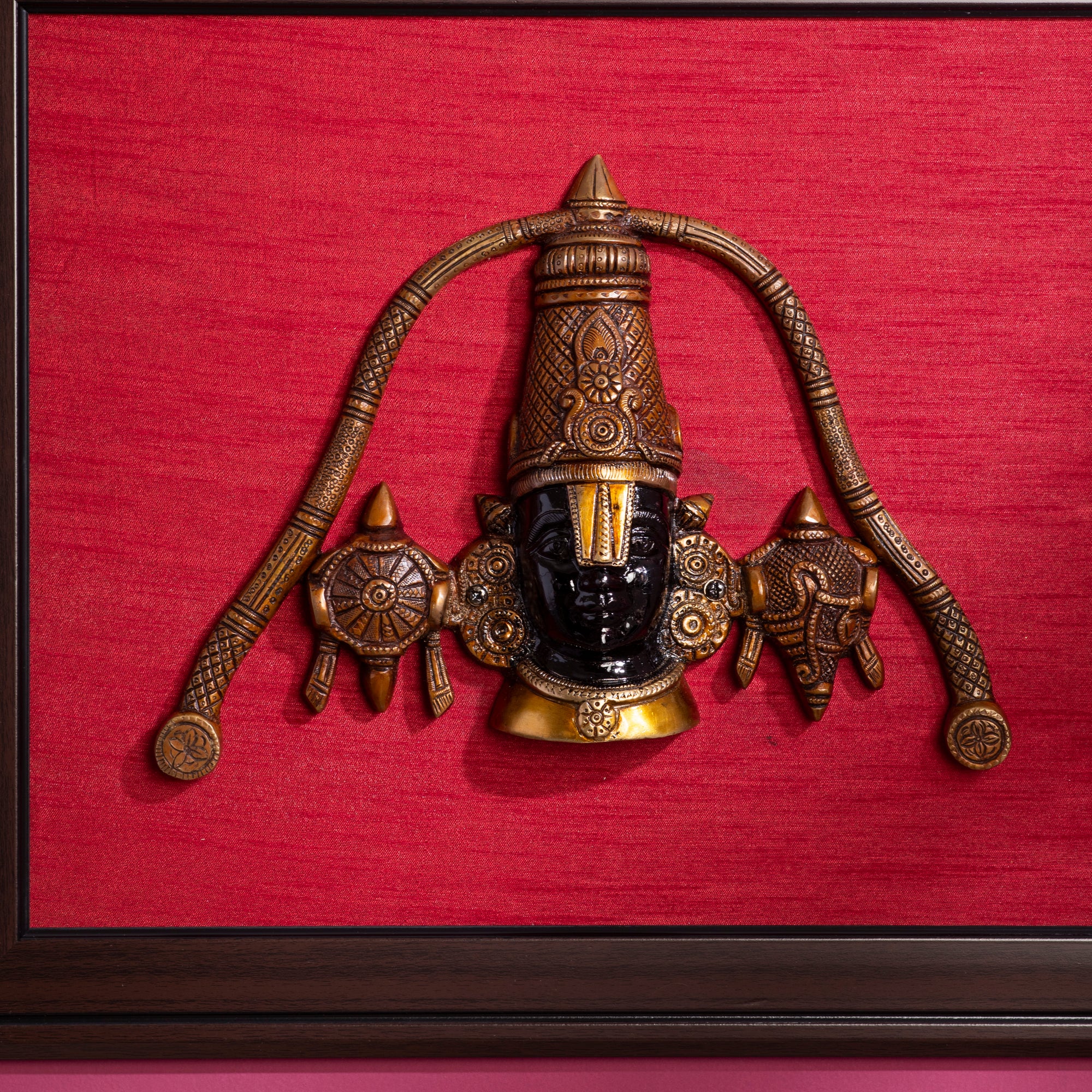 Brass Tirumala Tirupati Balaji with Frame Wall Hanging - 23 Inch