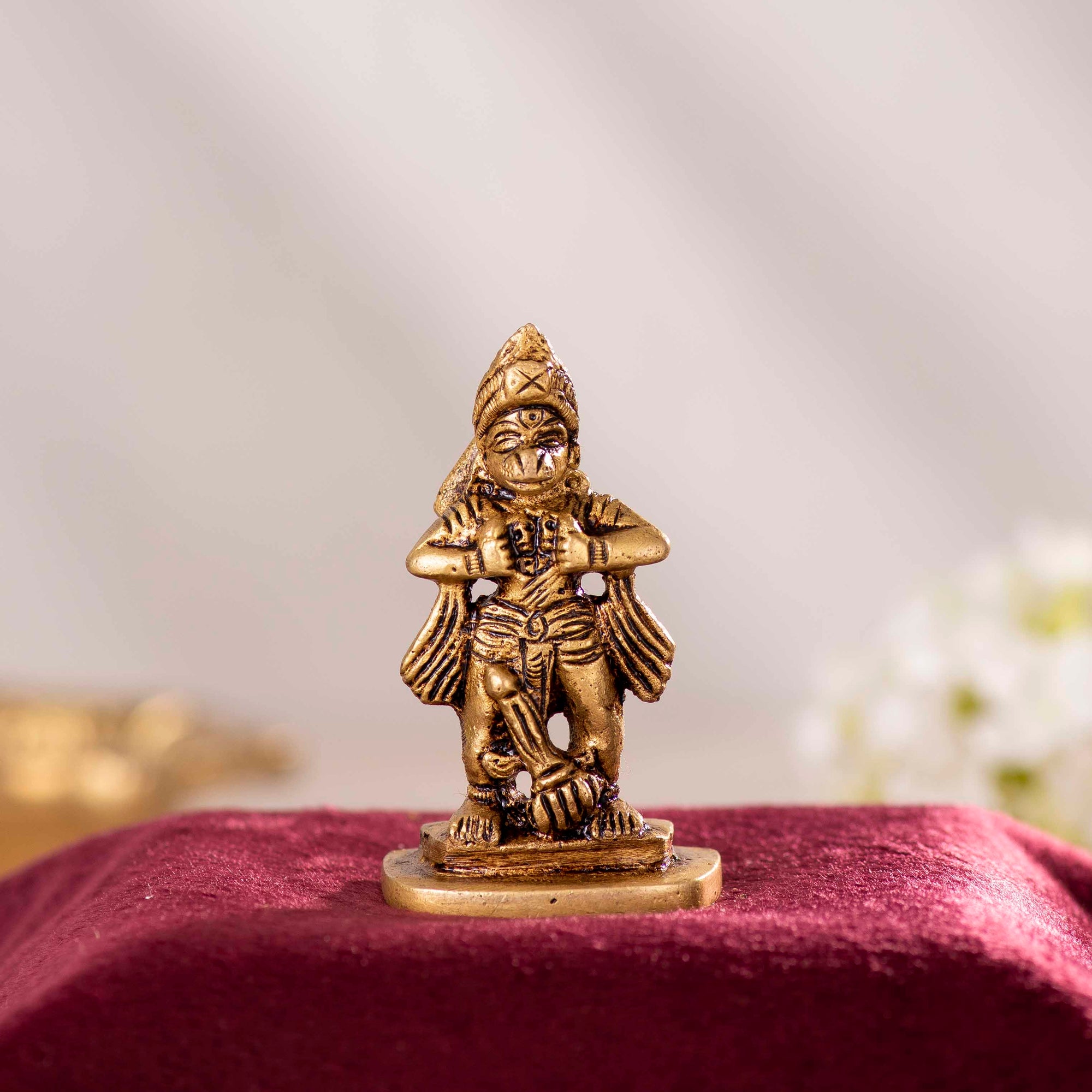 Brass Hanuman Devotion for Ram Sita - 2.5 Inch