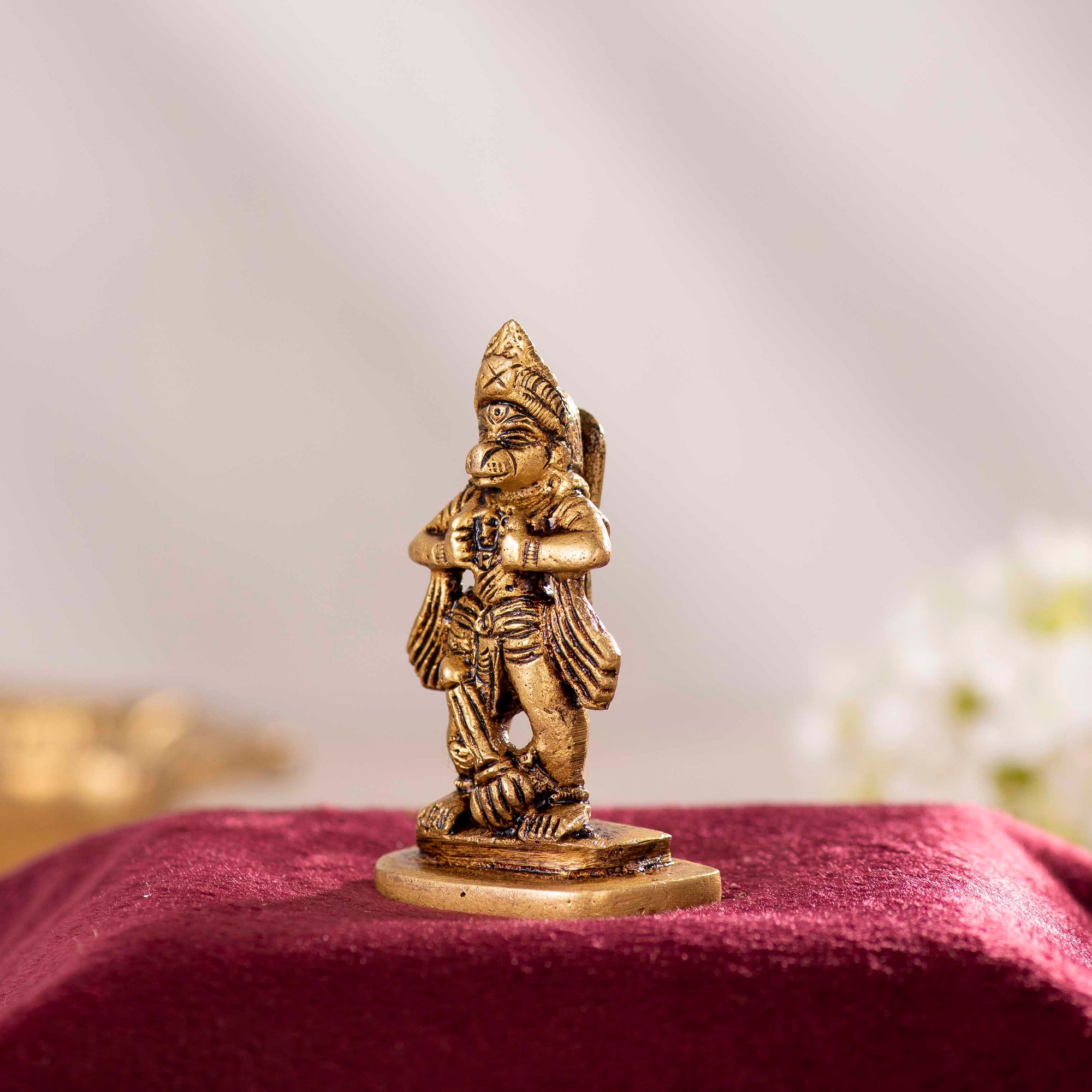 Brass Hanuman Devotion for Ram Sita - 2.5 Inch